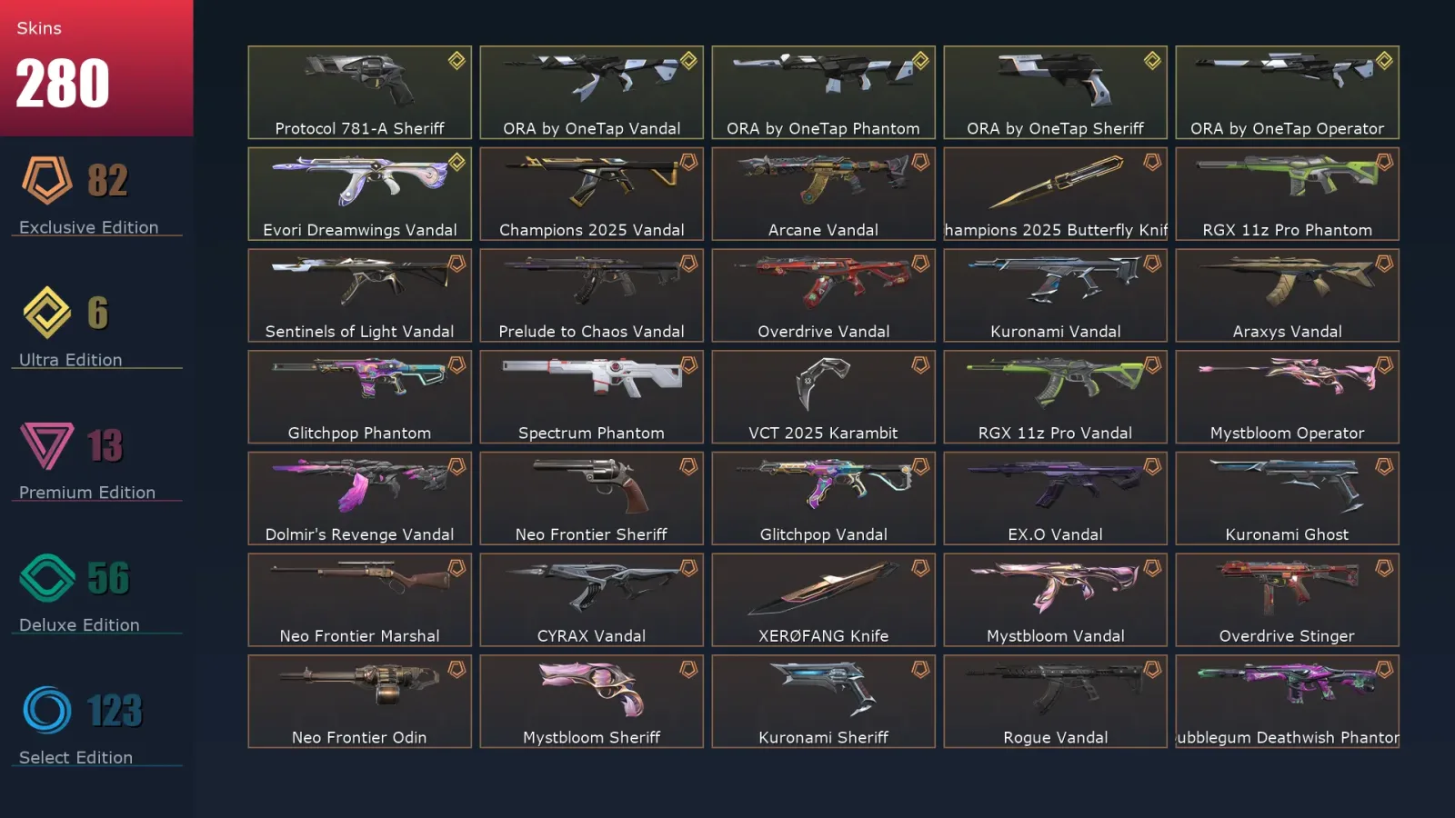 [Valorant] | EU | Level 359 | 29 Agents | 280 Skins