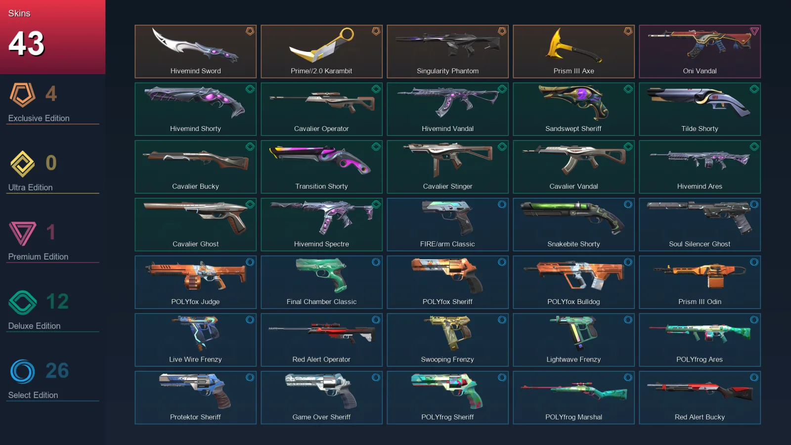 LA | Lv215 | Unranked | 43 Skin | 24 Agent | 89 Buddy — Unranked / Smurf Valorant