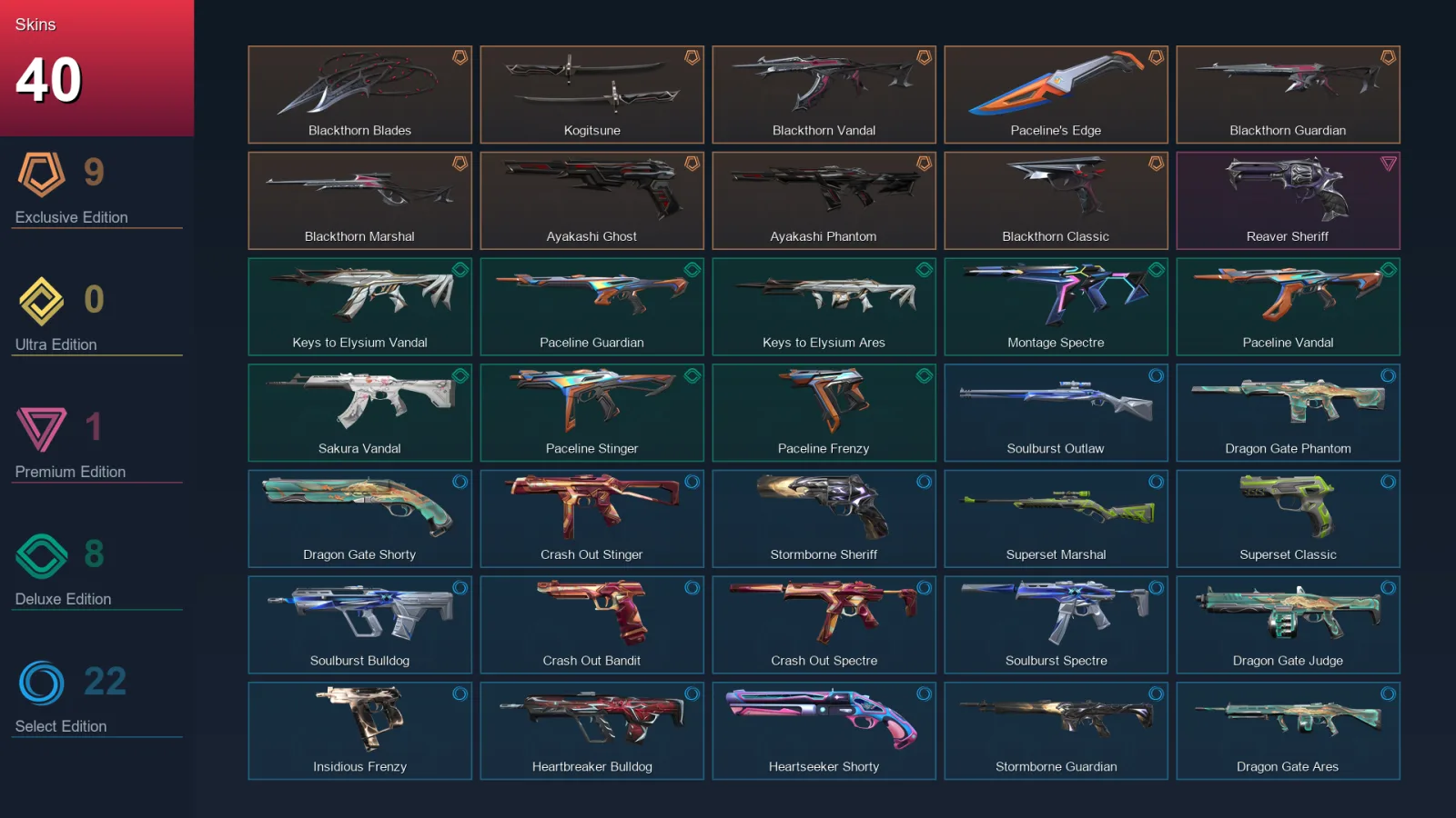 AP | Lv33 | Unranked | 40 Skin | 12 Agent | 27 Buddy