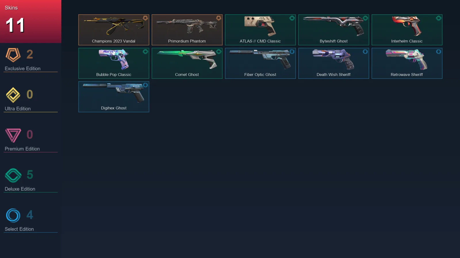 AP | Lv162 | Unranked | 11 Skin | 29 Agent | 59 Buddy