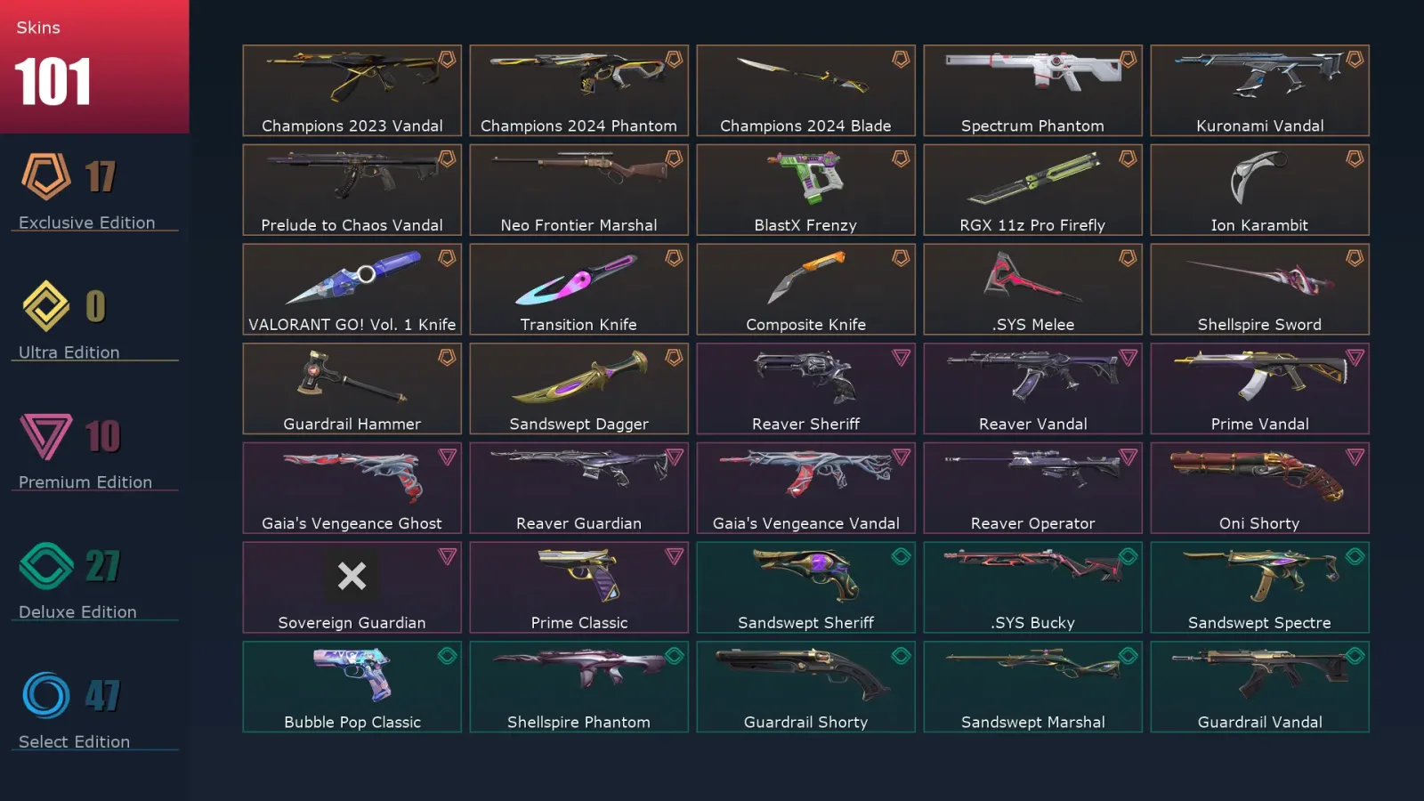 [Valorant] | EU | Level 244 | Diamond 2 | 28 Agents | 101 Skins — Valorant account