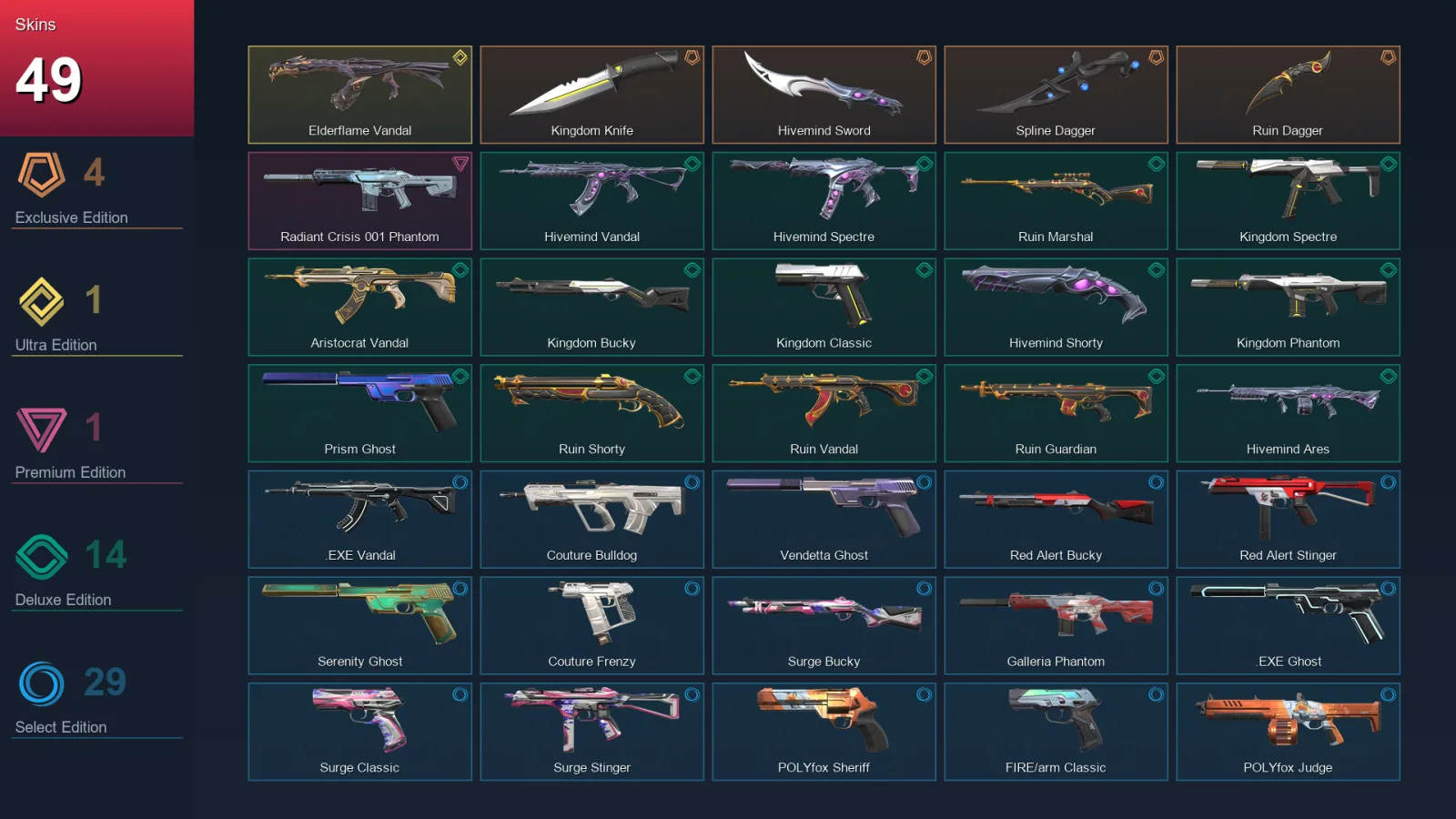 EU | Lv85 | Unranked | 49 Skin | 18 Agent | 62 Buddy
