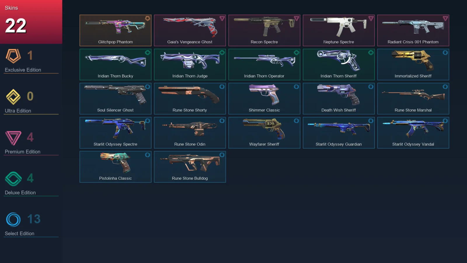 EU | Lv111 | Unranked | 22 Skin | 17 Agent | 40 Buddy — Glitchpop Phantom