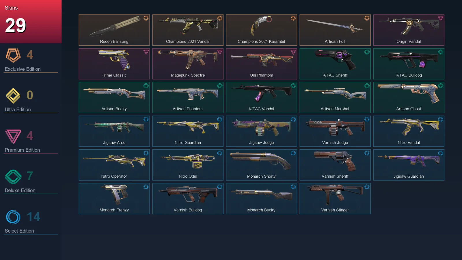 AP | Lv56 | Unranked | 29 Skin | 17 Agent | 39 Buddy — Valorant account