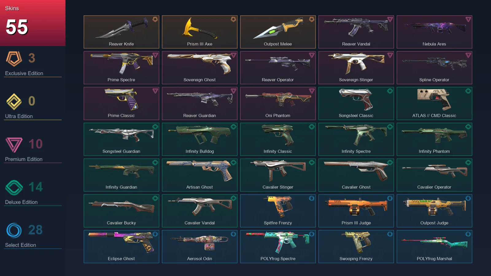 AP | Lv167 | Unranked | 55 Skin | 27 Agent | 89 Buddy — Valorant account