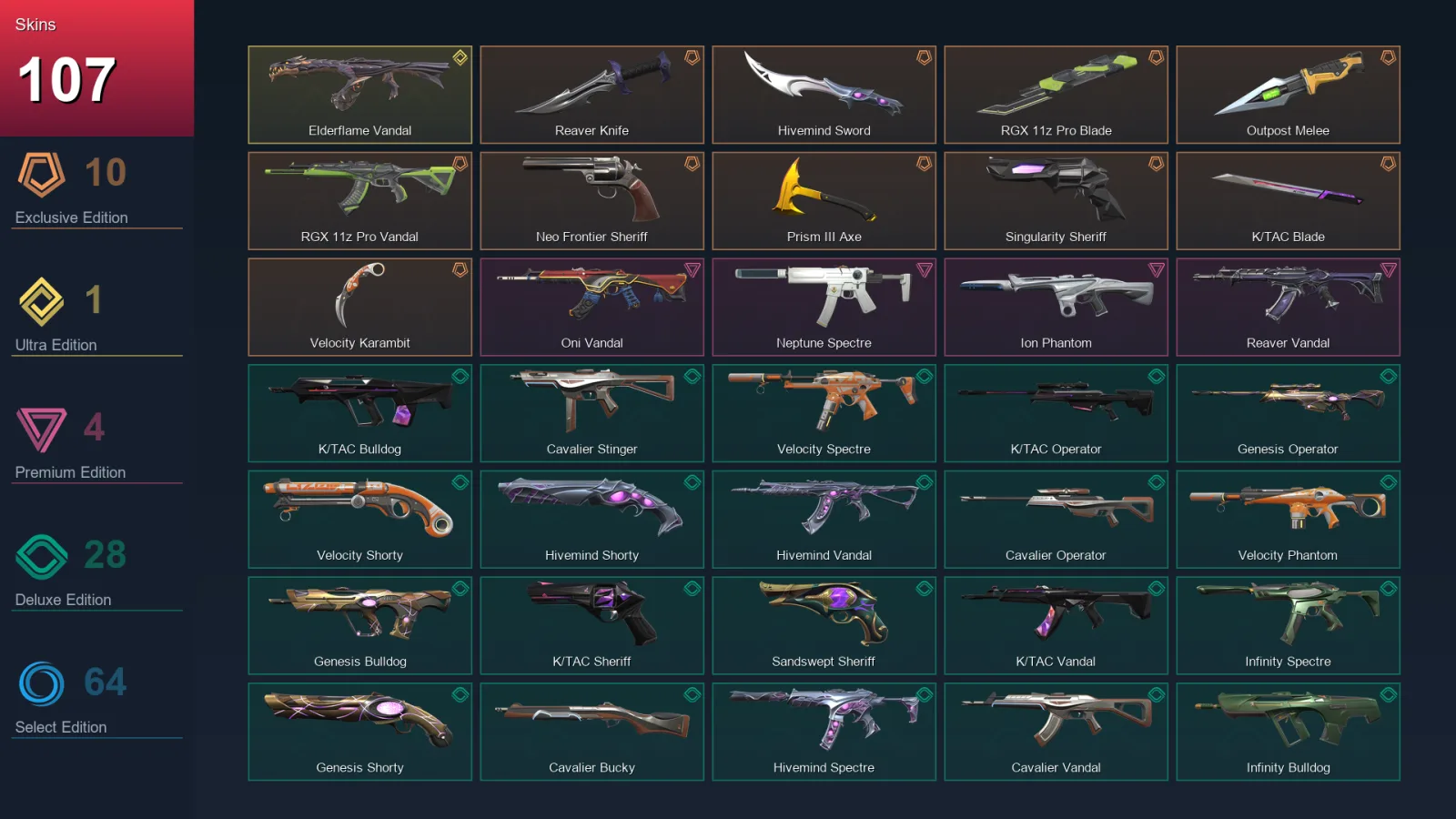 AP | Lv299 | Unranked | 107 Skin | 26 Agent | 141 Buddy — Valorant account