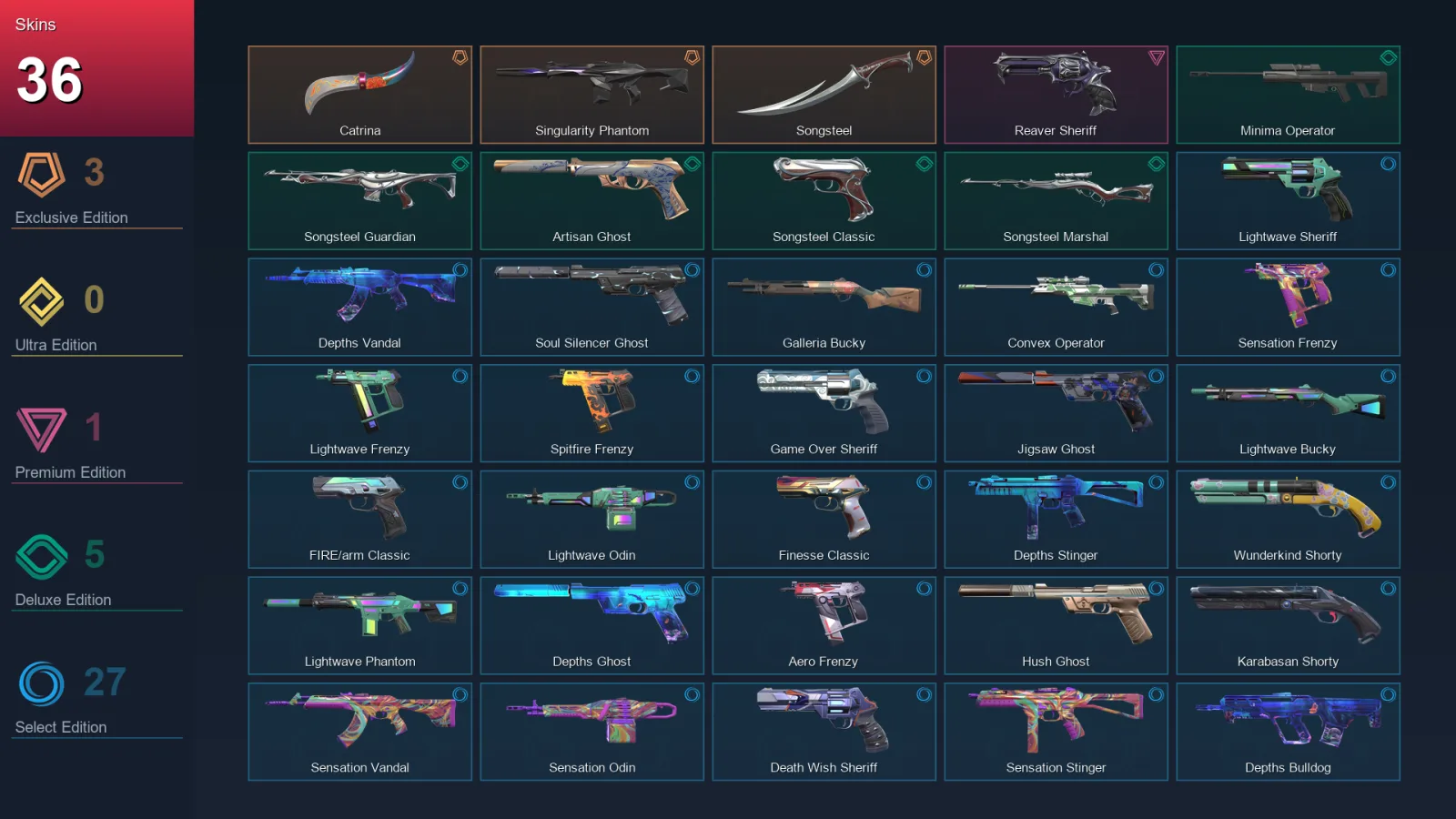AP | Lv183 | Unranked | 36 Skin | 26 Agent | 79 Buddy