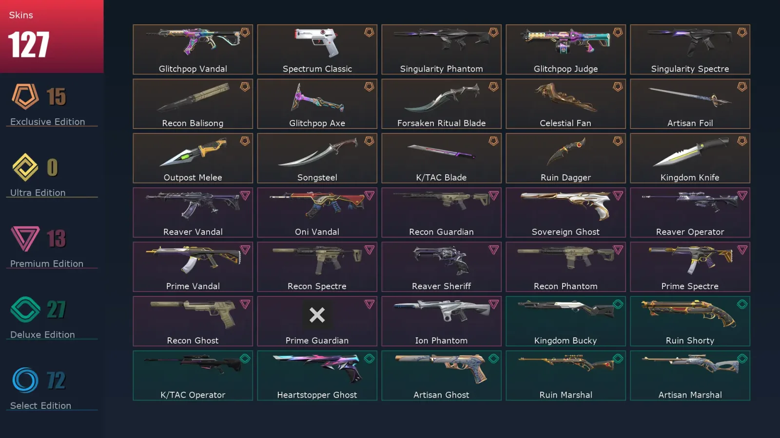 [Valorant] | EU | Level 360 | Diamond 1 | 29 Agents | 127 Skins