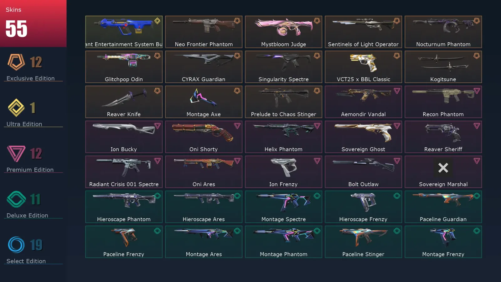 [Valorant] | EU | Level 30 | 11 Agents | 55 Skins