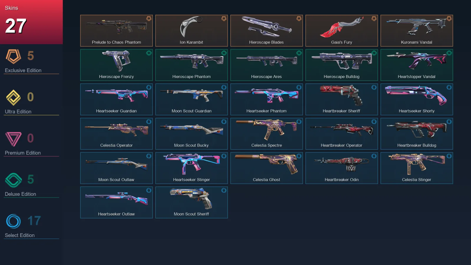 EU | Lv36 | Unranked | 27 Skin | 15 Agent | 22 Buddy