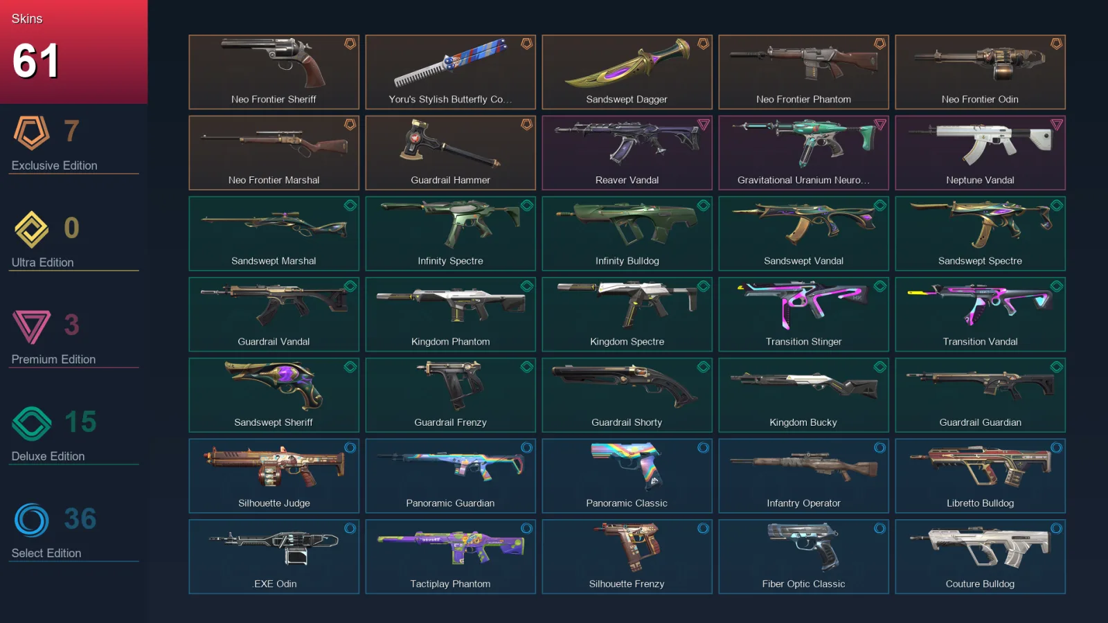 AP | Lv46 | Unranked | 61 Skin | 21 Agent | 44 Buddy — Valorant account