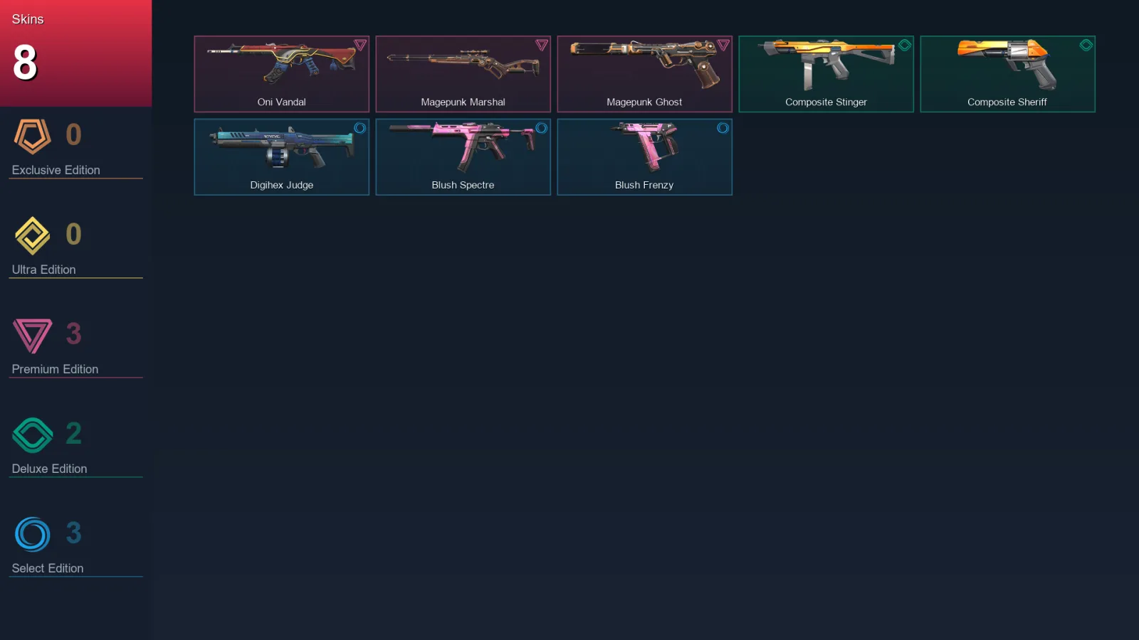 NA | Lv9 | Unranked | 8 Skin | 8 Agent | 4 Buddy