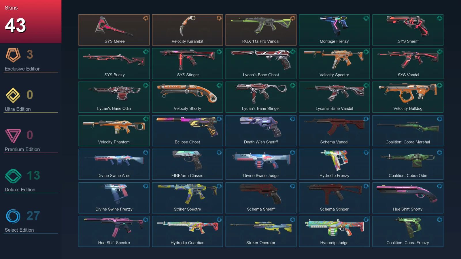AP | Lv130 | Unranked | 43 Skin | 28 Agent | 66 Buddy — Valorant account