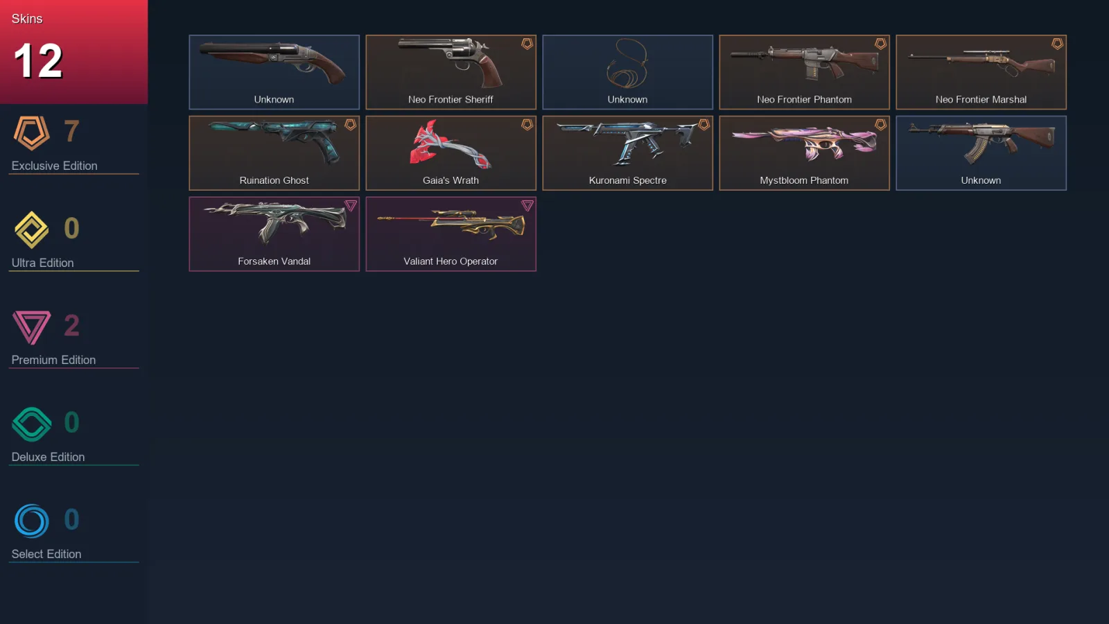 EU | Lv1 | Unranked | 12 Skin | 5 Agent