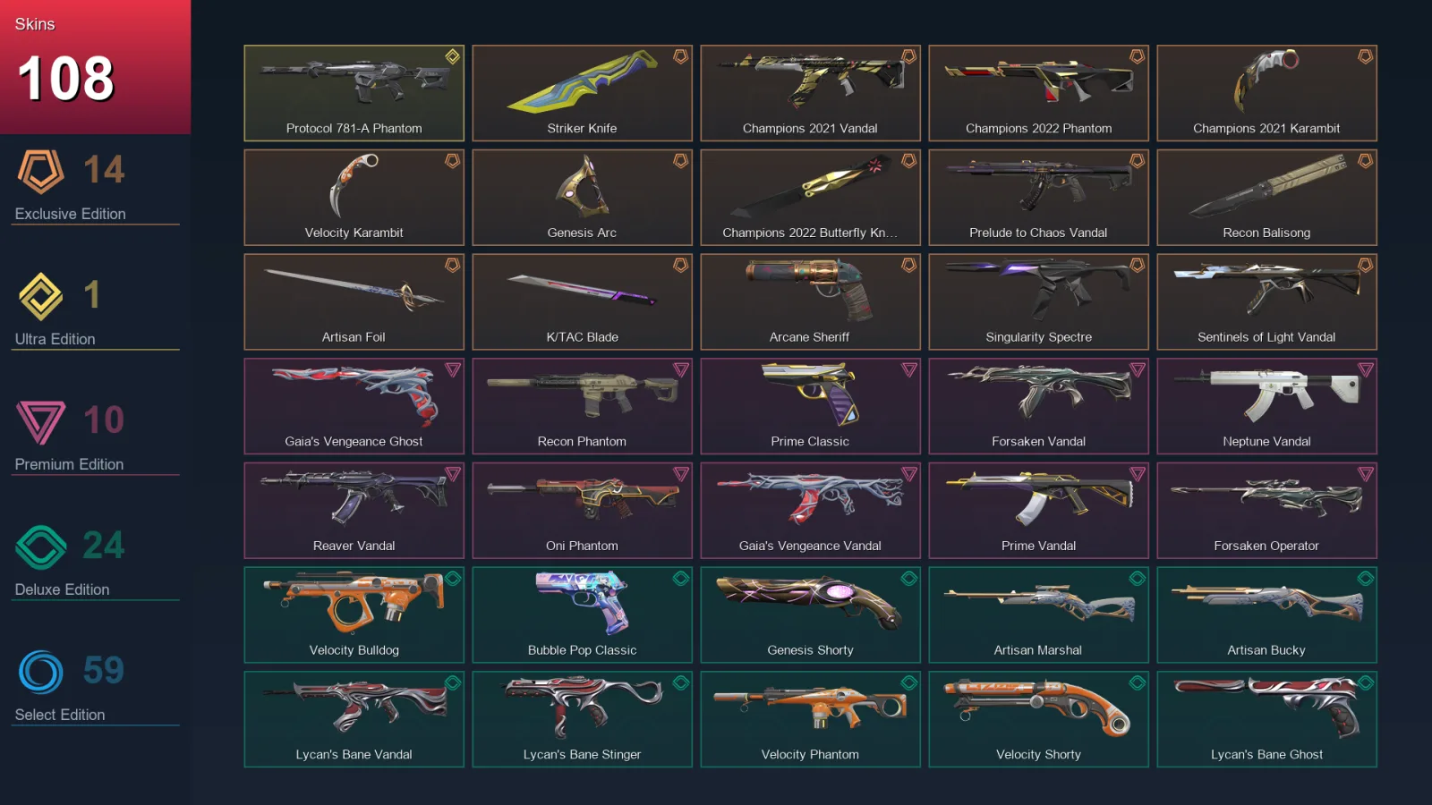 AP | Lv339 | Unranked | 108 Skin | 28 Agent | 137 Buddy — Valorant account