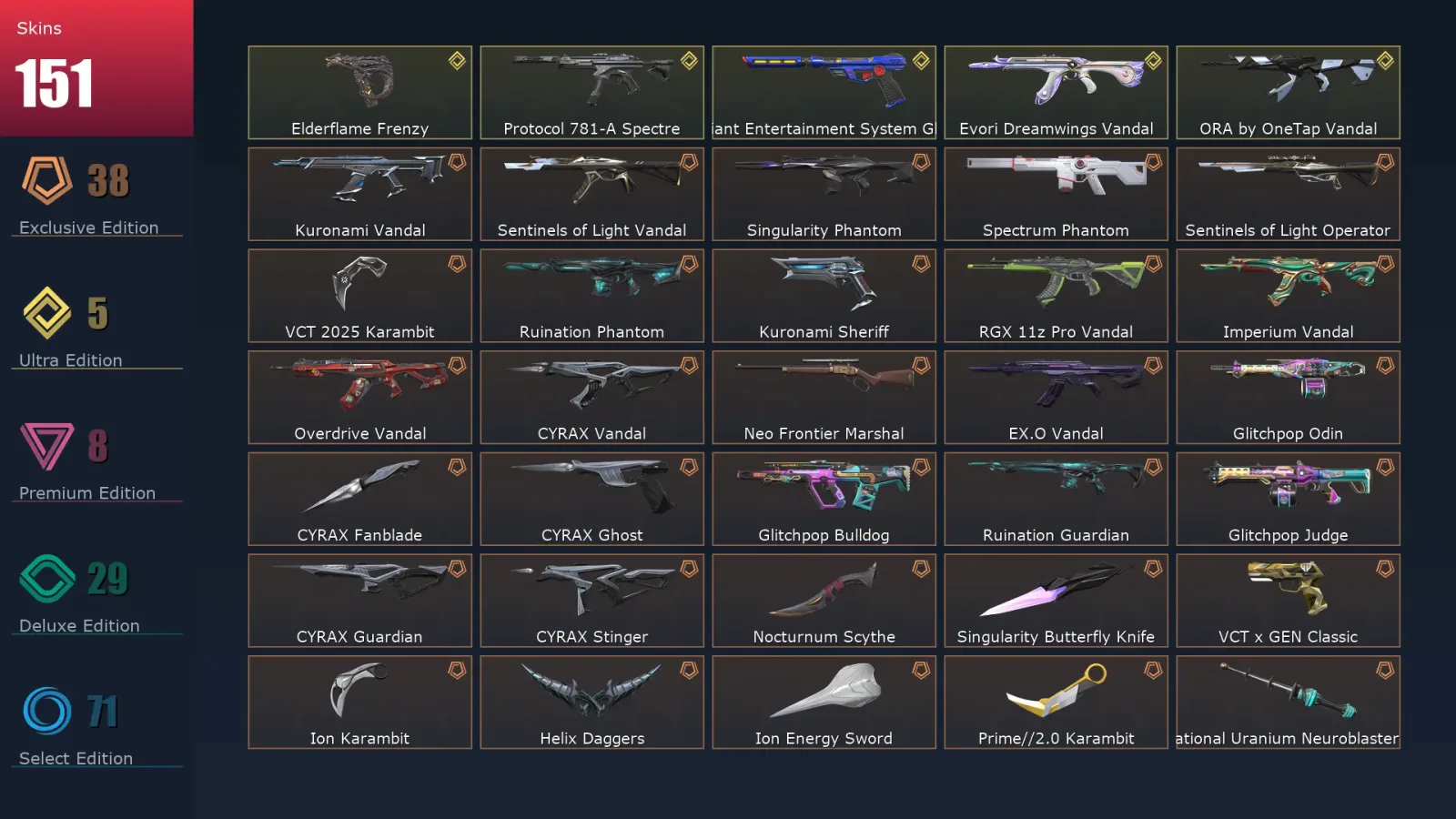 [Valorant] | EU | Level 215 | Gold 3 | 29 Agents | 151 Skins — Valorant account