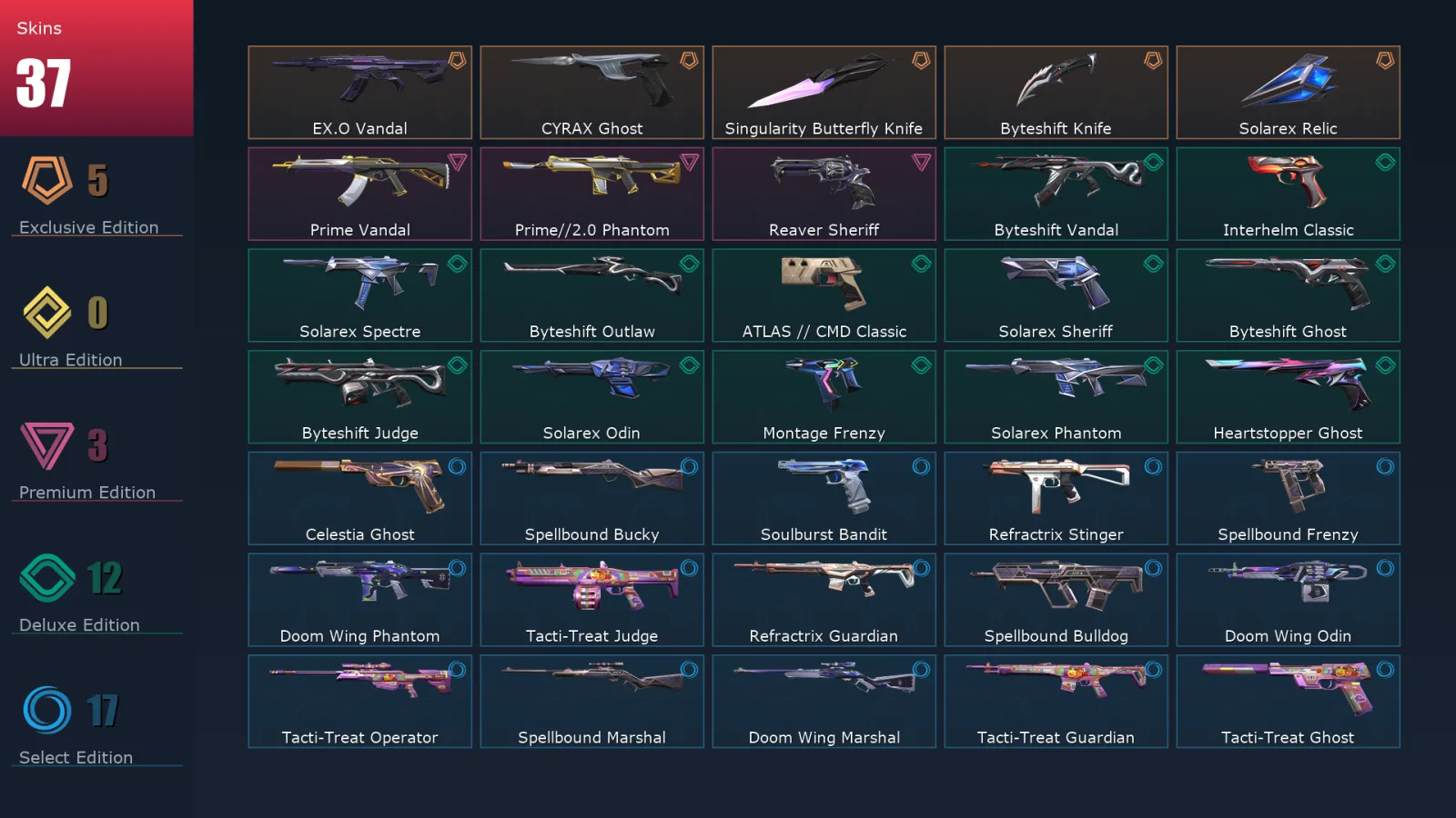 [Valorant] | EU | Level 126 | 29 Agents | 37 Skins