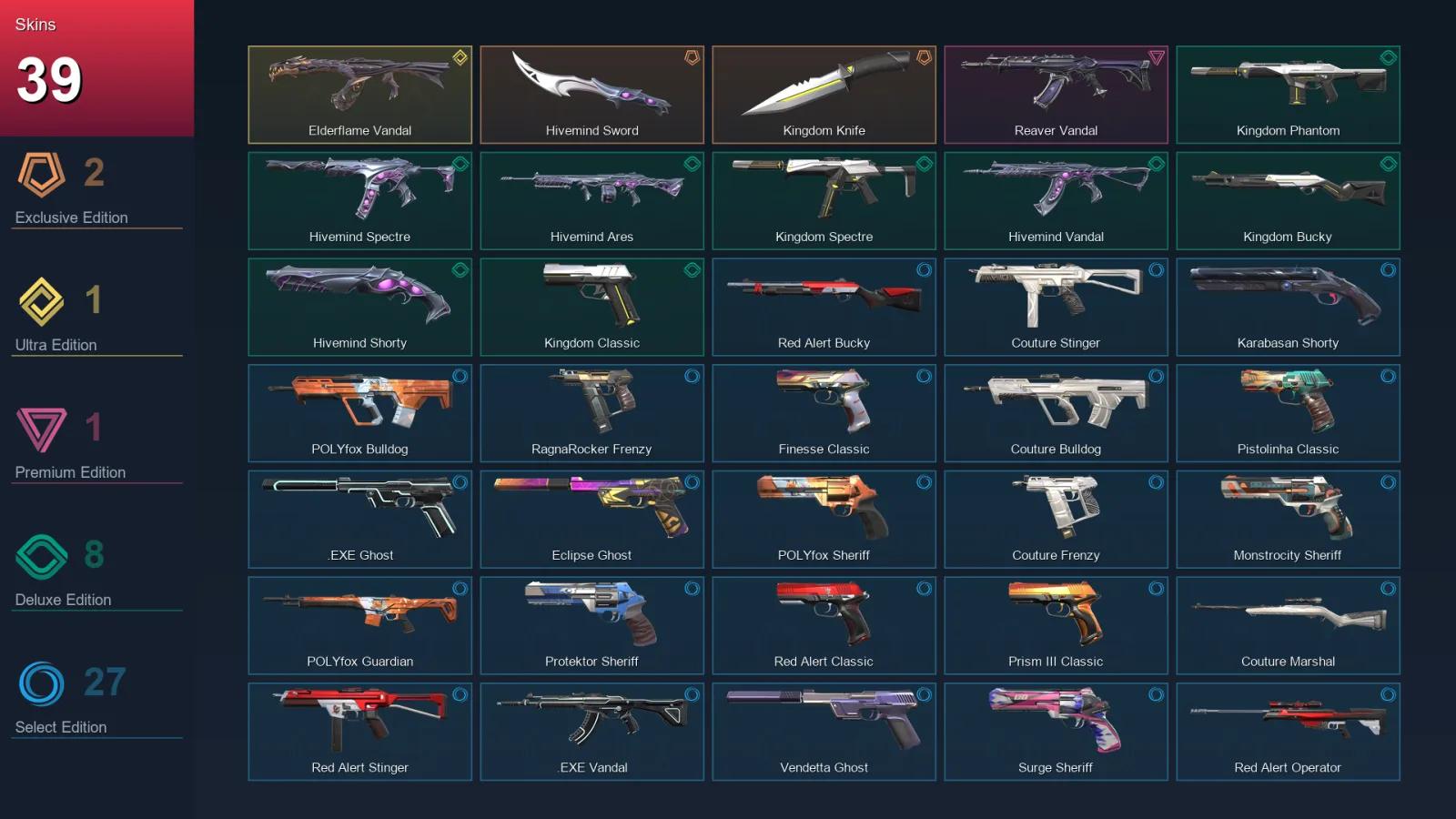 EU | Lv174 | Unranked | 39 Skin | 22 Agent | 71 Buddy — Valorant account