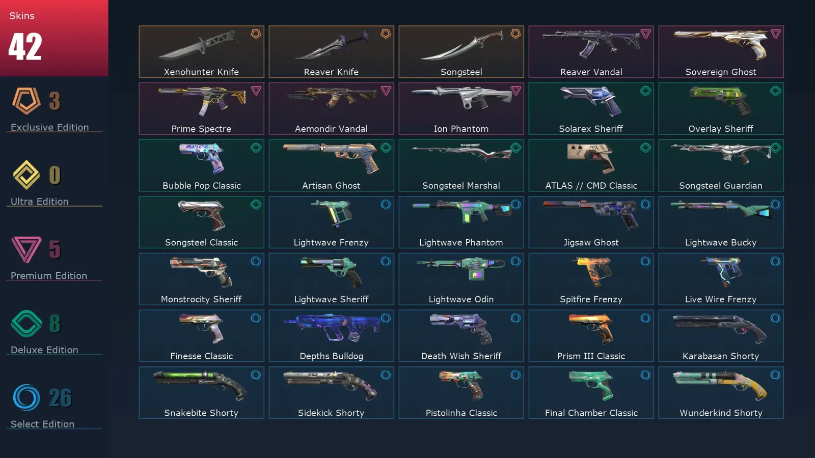[Valorant] | EU | Level 334 | Ascendant 1 | 27 Agents | 42 Skins