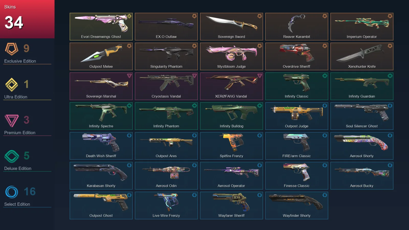 NA | Lv165 | Unranked | 34 Skin | 28 Agent | 108 Buddy — Valorant account