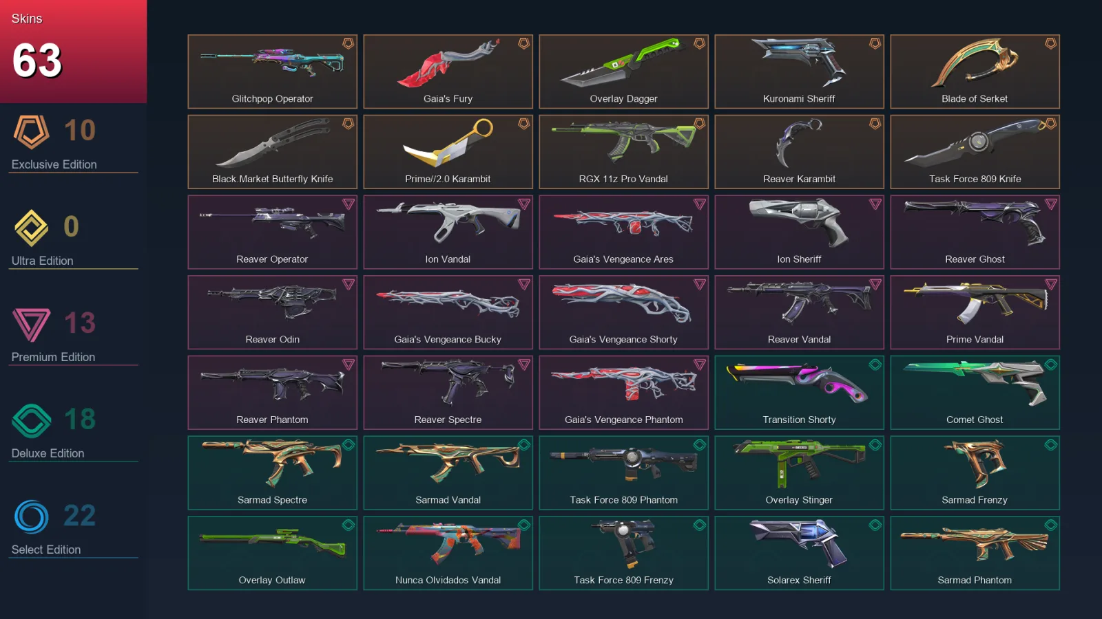 EU | Glitchpop Operator | Gaia's Fury | Overlay Dagger | Kuronami Sheriff | 63 Skin | 28 Agent | 97 Buddy | Lv197