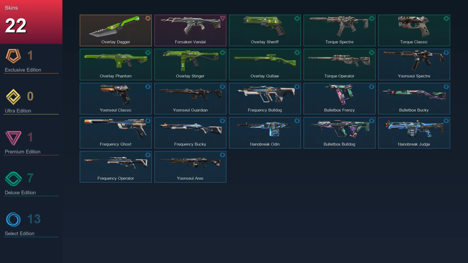 EU | Lv43 | Unranked | 22 Skin | 15 Agent | 25 Buddy