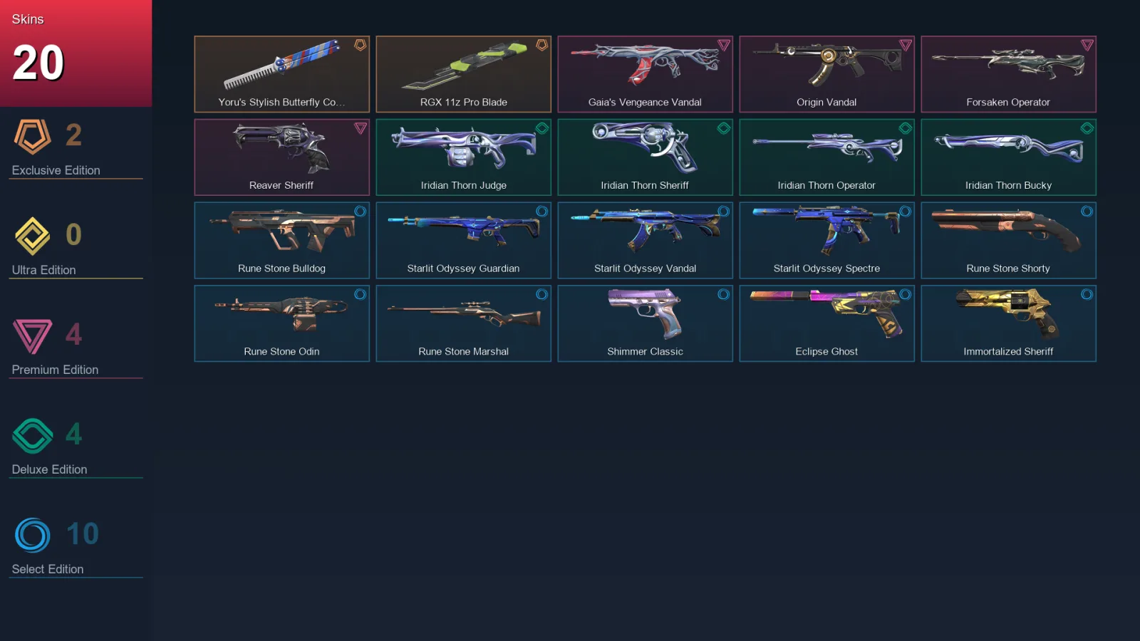 EU | Lv120 | Unranked | 20 Skin | 28 Agent | 53 Buddy