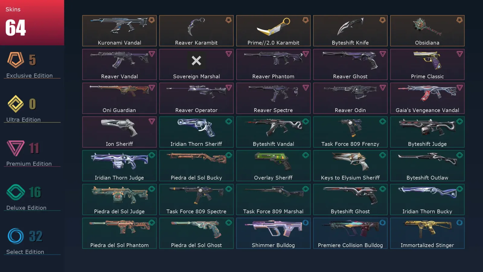 [Valorant] | EU | Level 175 | Diamond 3 | 29 Agents | 64 Skins — Valorant account