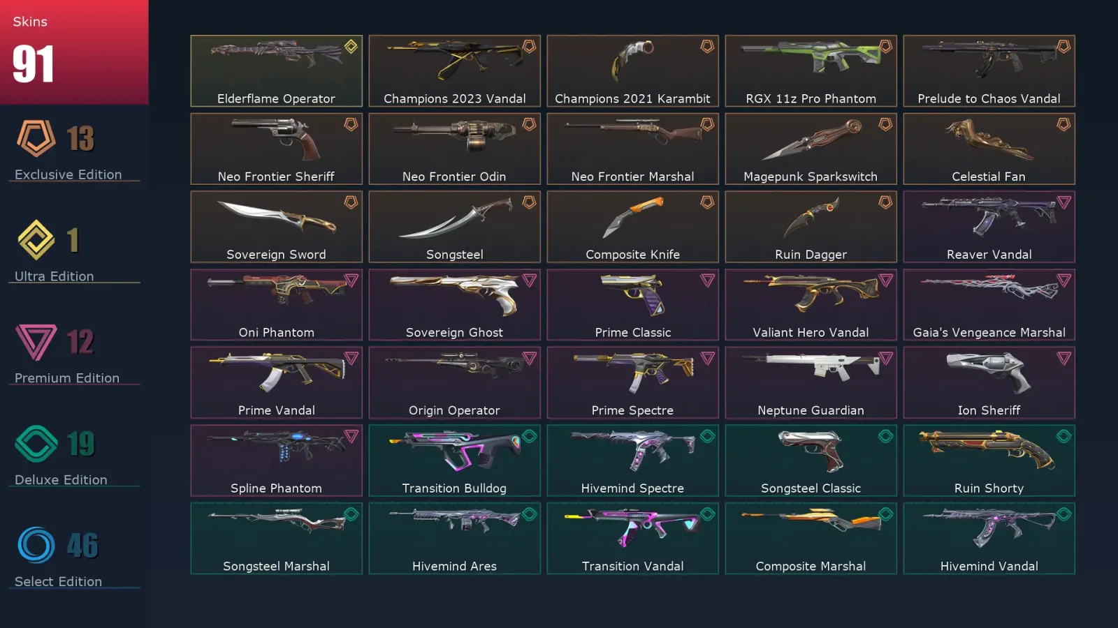 [Valorant] | EU | Level 251 | 27 Agents | 91 Skins — Valorant account