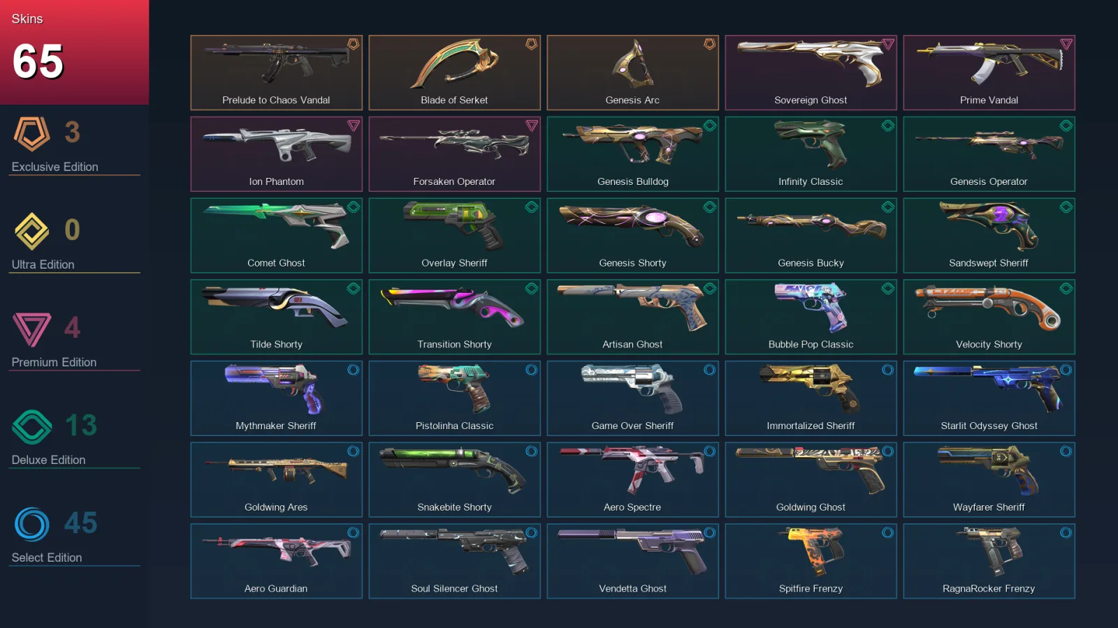 AP | Lv943 | Unranked | 65 Skin | 25 Agent | 148 Buddy — Valorant account