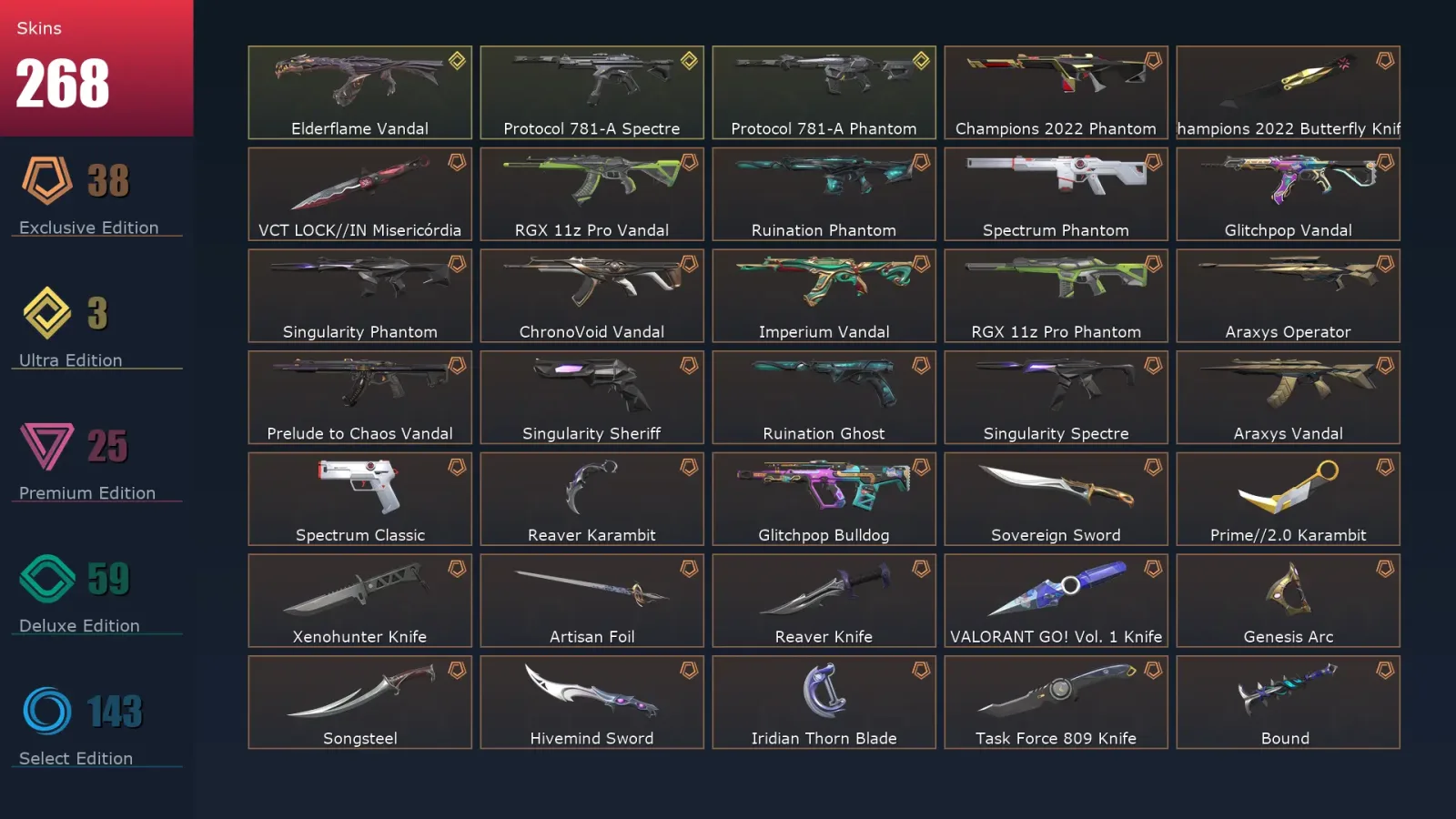 [Valorant] | EU | Level 415 | 25 Agents | 268 Skins — Valorant account