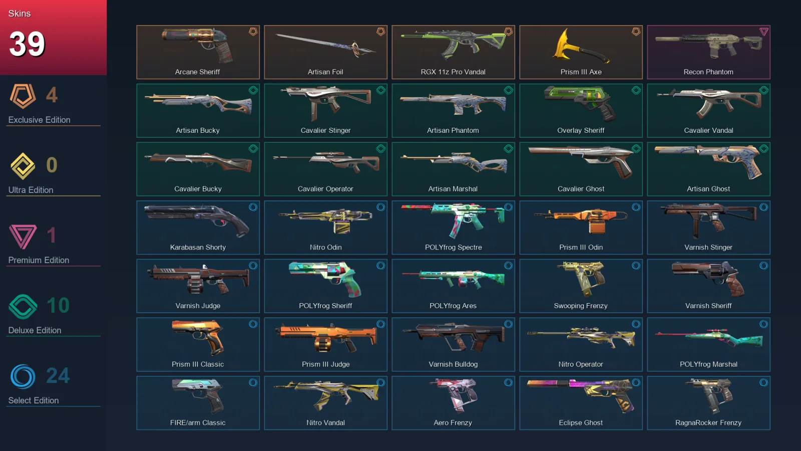 AP | Lv157 | Unranked | 39 Skin | 25 Agent | 82 Buddy — Valorant account