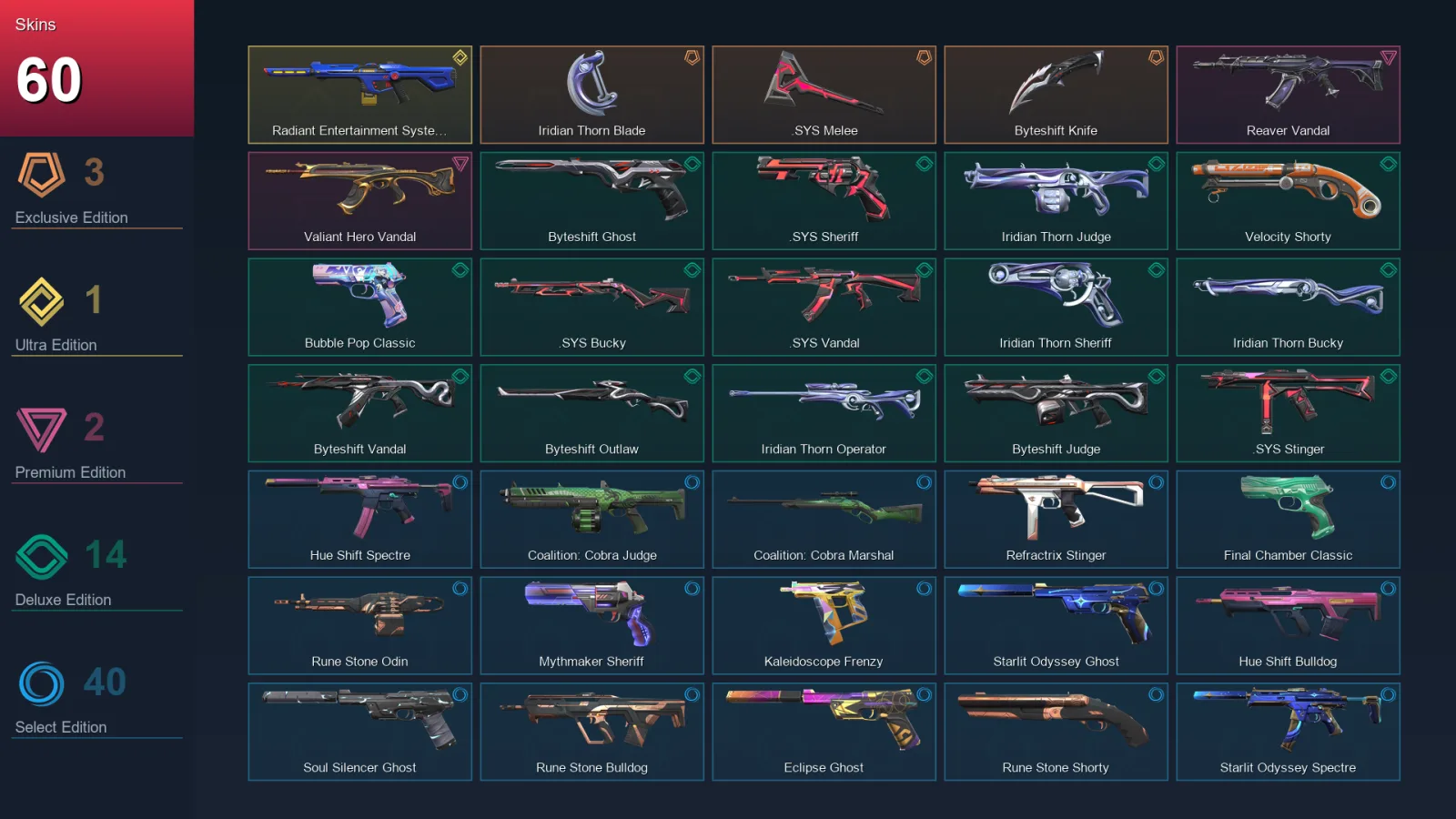 LA | Lv264 | Unranked | 60 Skin | 28 Agent | 128 Buddy