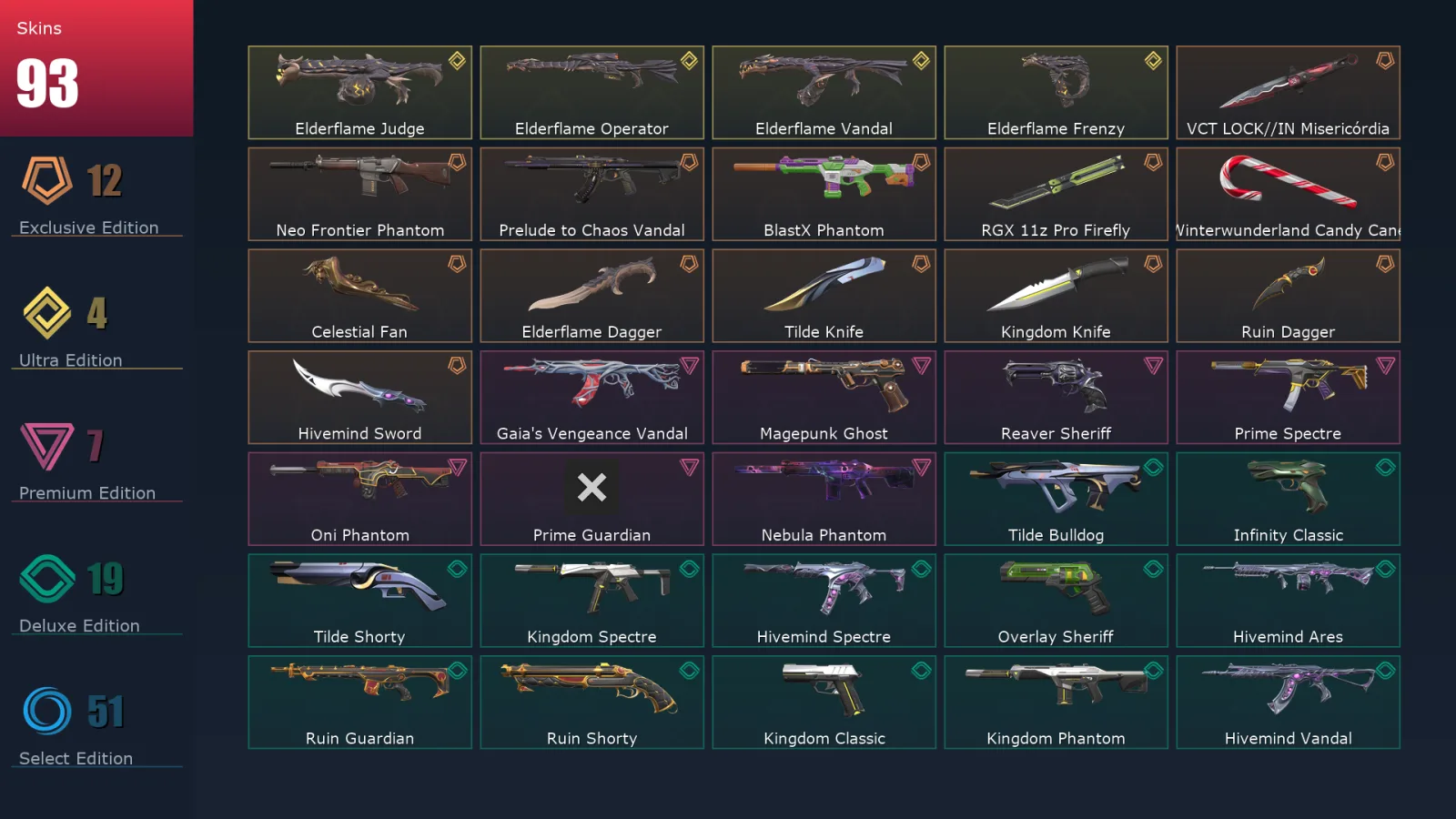 [Valorant] | EU | Level 297 | 29 Agents | 93 Skins