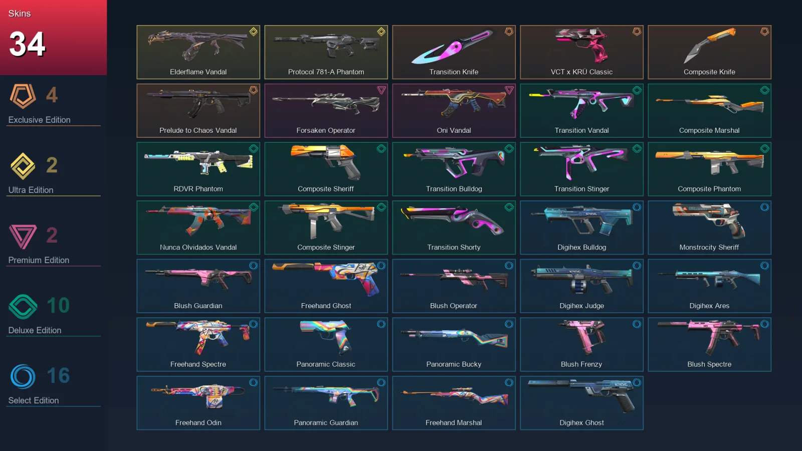 LA | Lv97 | Unranked | 34 Skin | 24 Agent | 48 Buddy — Valorant account