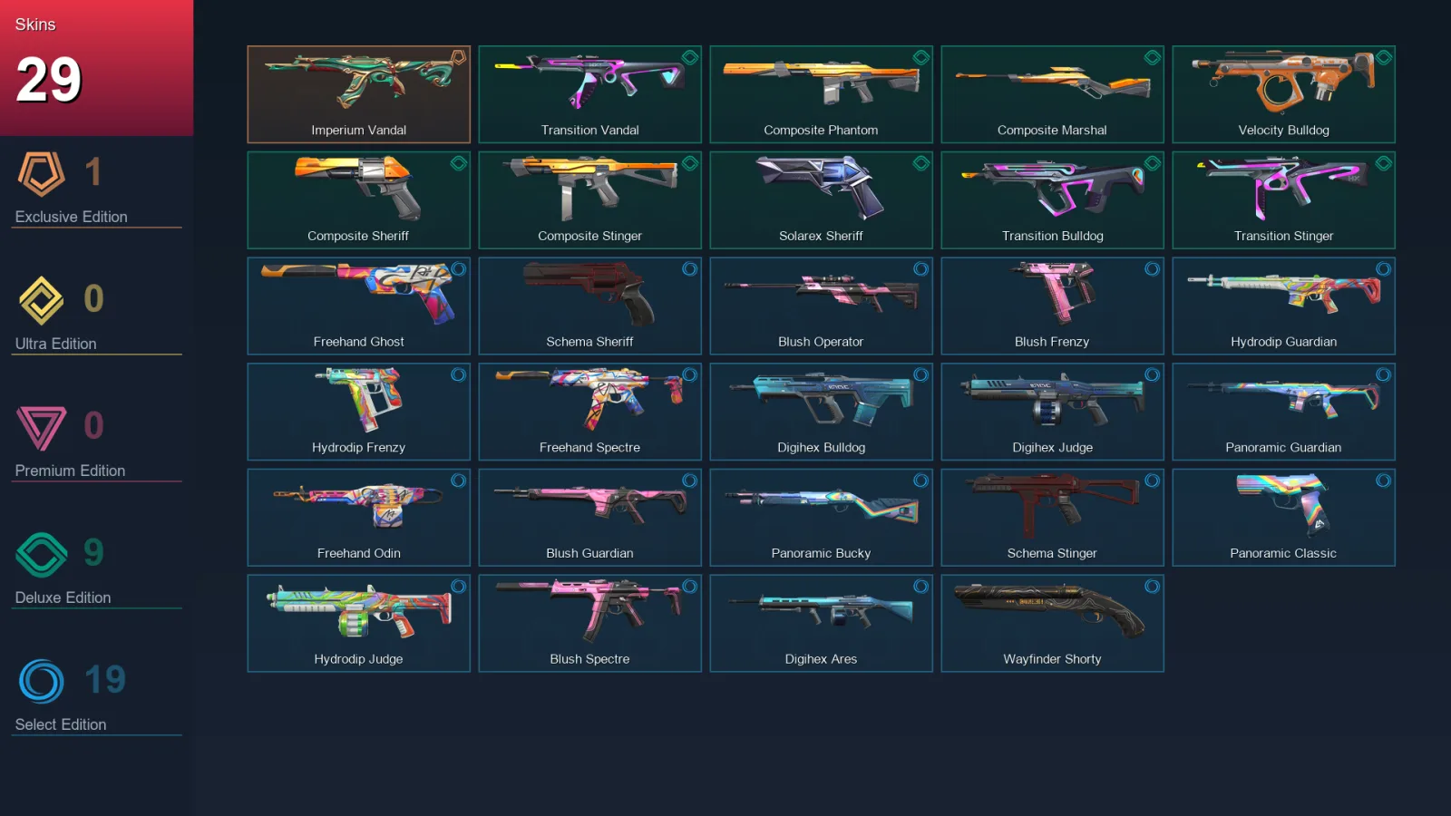 EU | Lv57 | Unranked | 29 Skin | 18 Agent | 45 Buddy