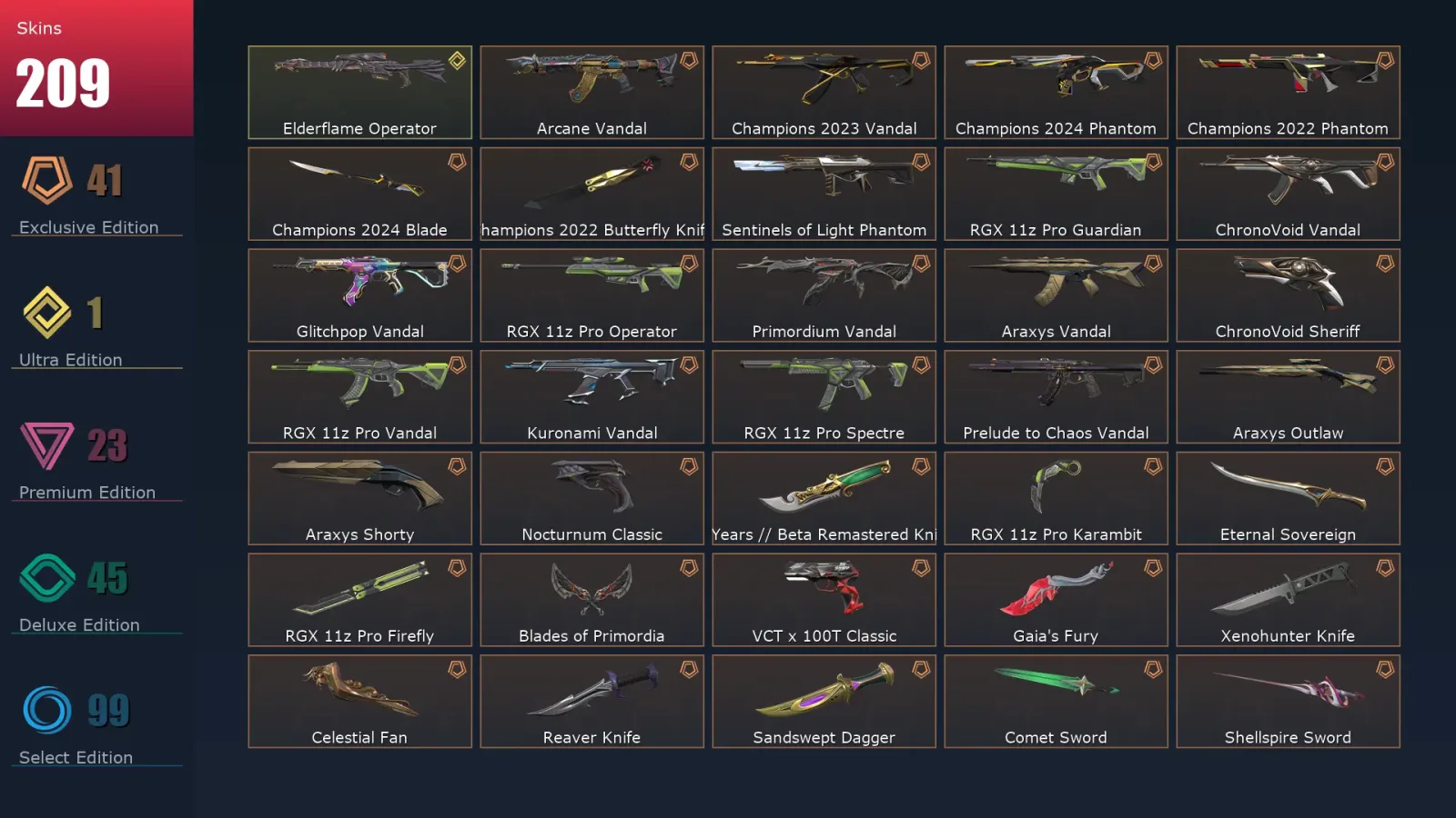 [Valorant] | EU | Level 318 | 27 Agents | 209 Skins — Valorant account