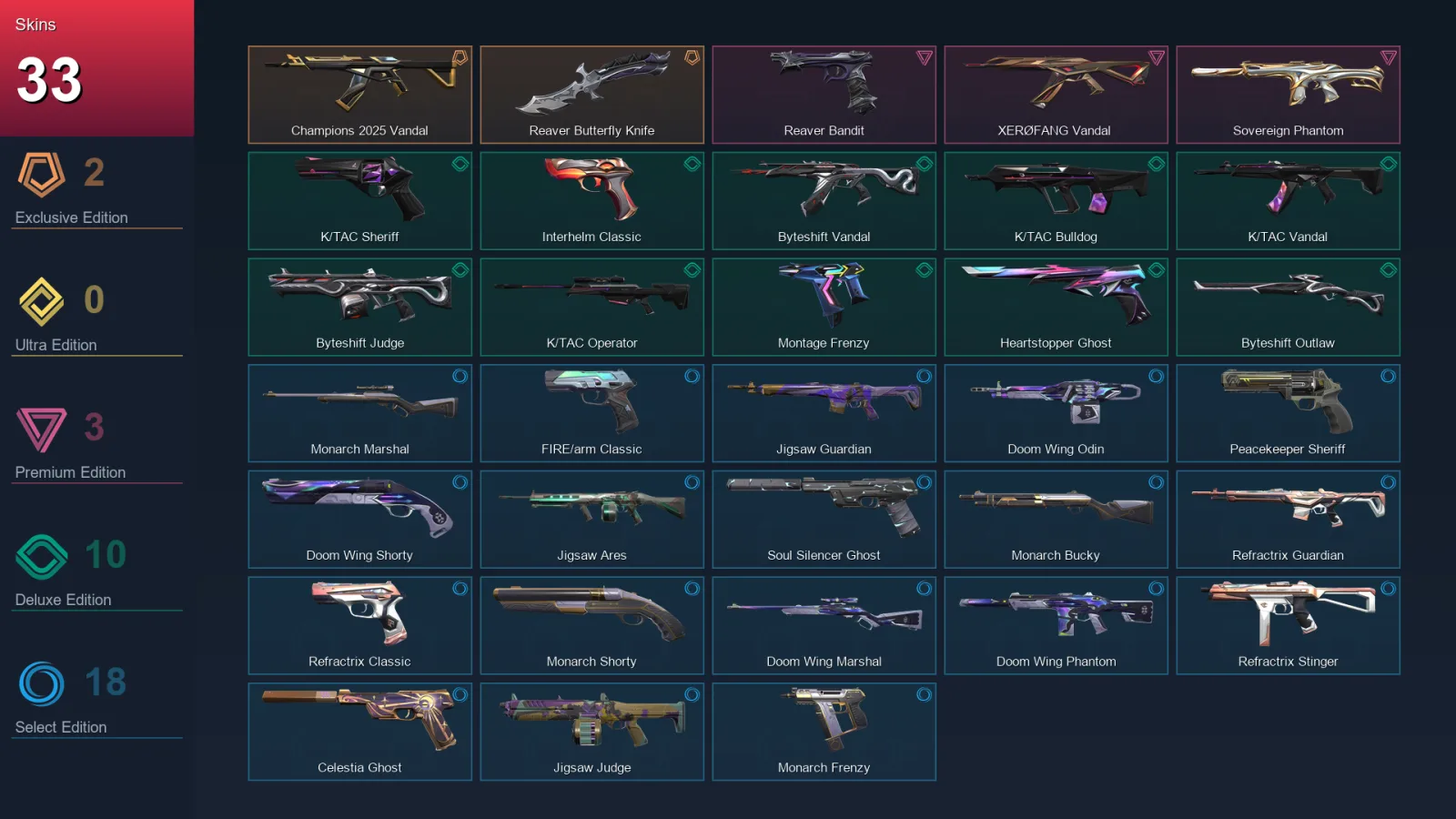 EU | Lv206 | Unranked | 33 Skin | 28 Agent | 80 Buddy — Byteshift Judge