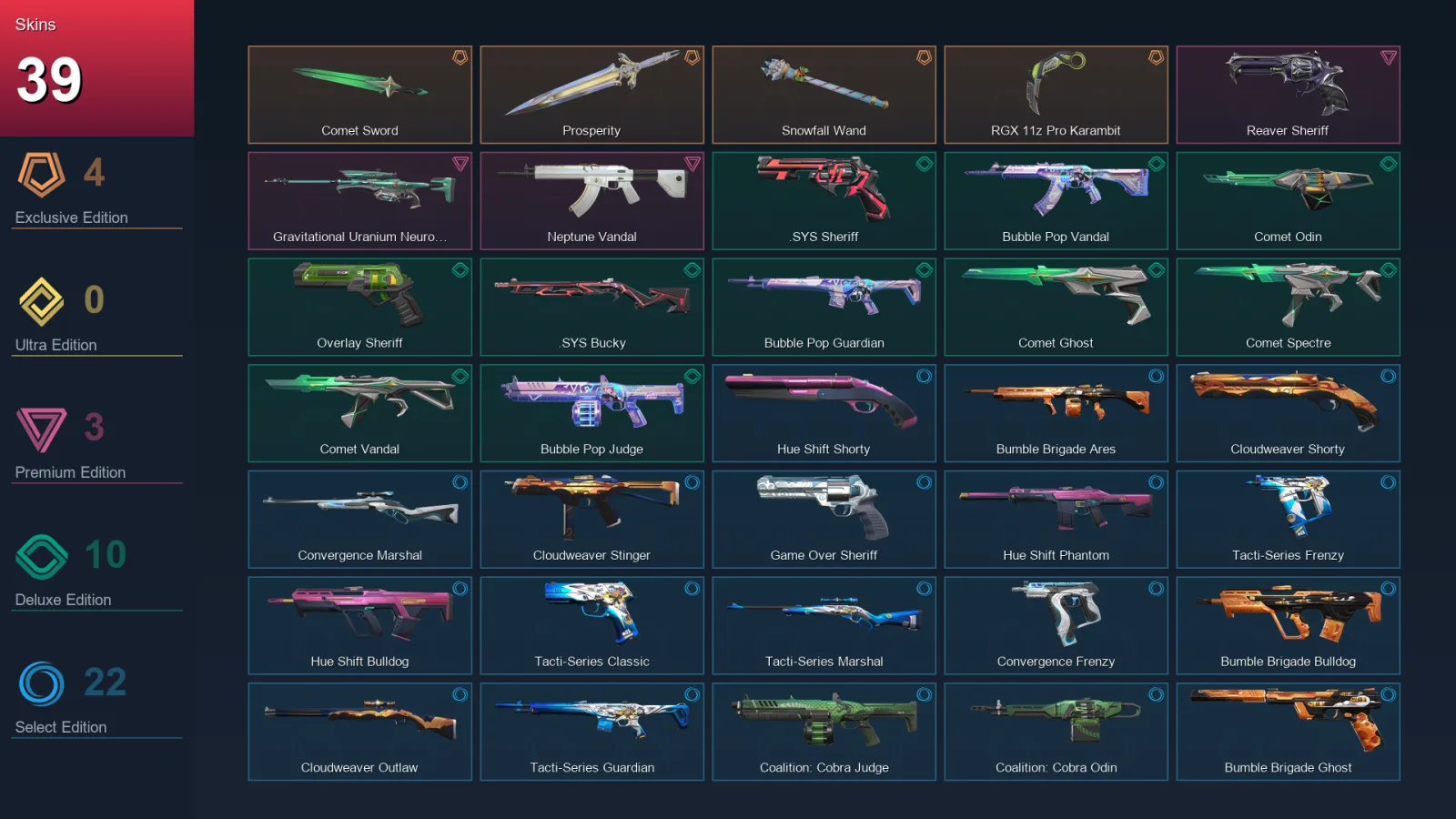 NA | Lv71 | Unranked | 39 Skin | 15 Agent | 41 Buddy