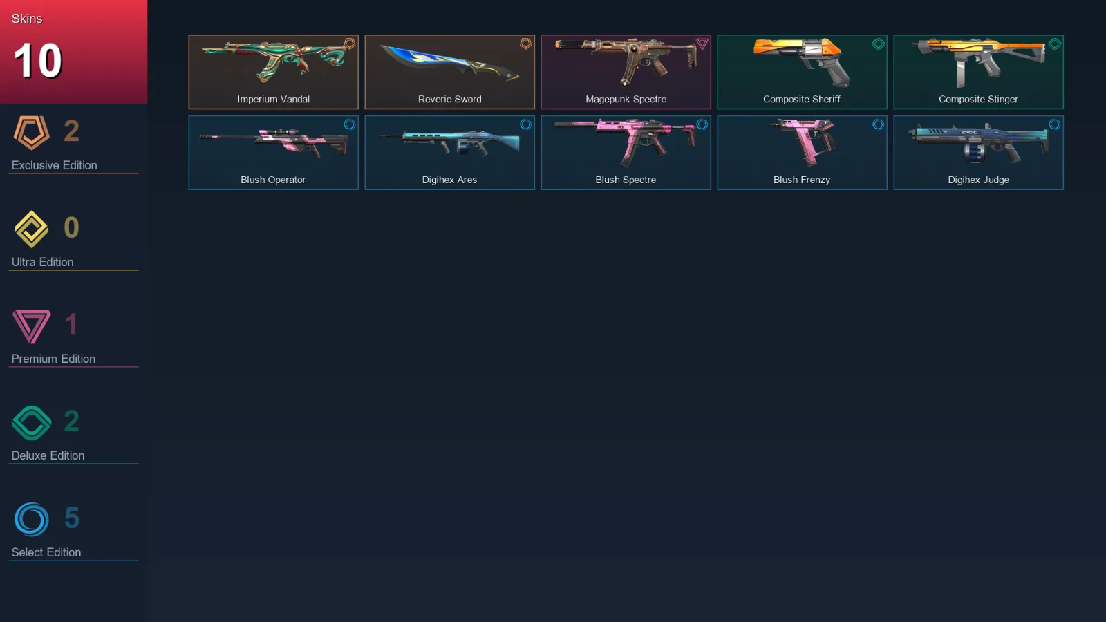EU | Lv49 | Unranked | 10 Skin | 8 Agent | 18 Buddy