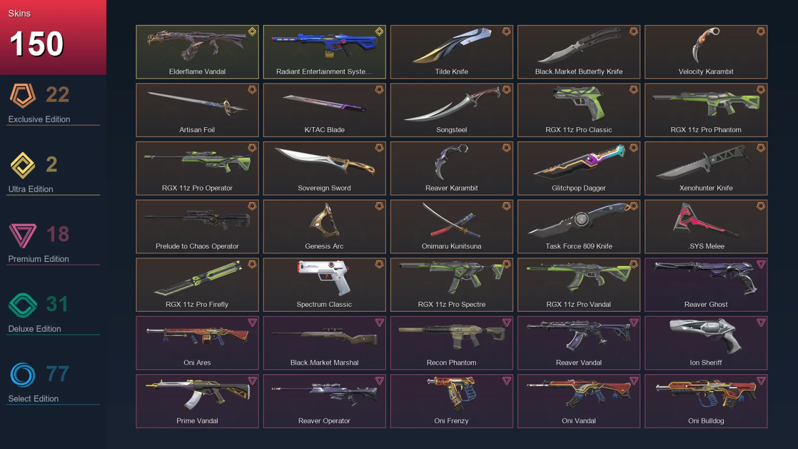 NA | Lv234 | Unranked | 150 Skin | 27 Agent | 146 Buddy — Valorant account