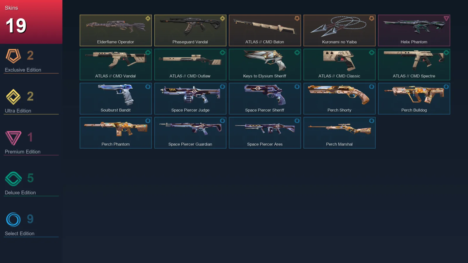 AP | Lv59 | Platinum I | 19 Skin | 18 Agent | 25 Buddy