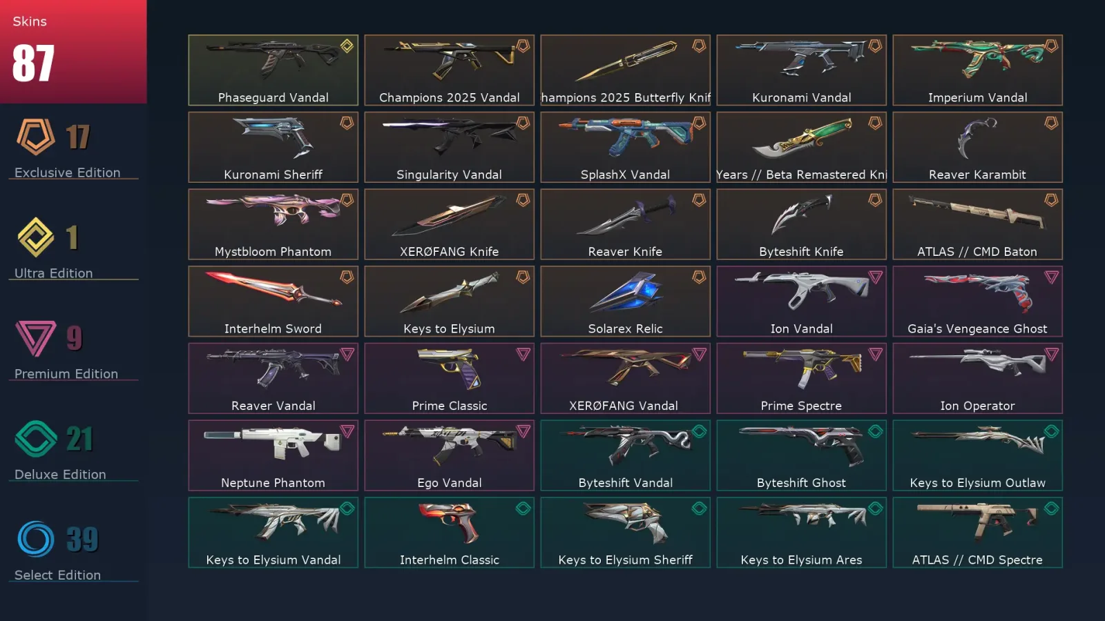 [Valorant] | EU | Level 112 | Ascendant 2 | 29 Agents | 87 Skins — Valorant account