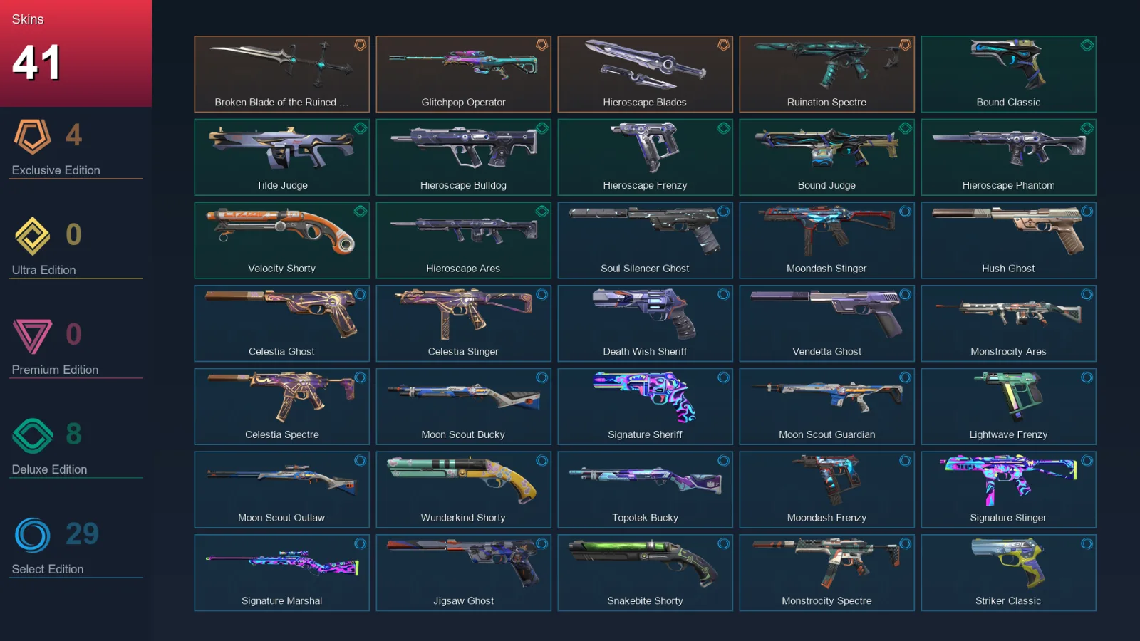 LA | Lv198 | Unranked | 41 Skin | 27 Agent | 83 Buddy — Valorant account