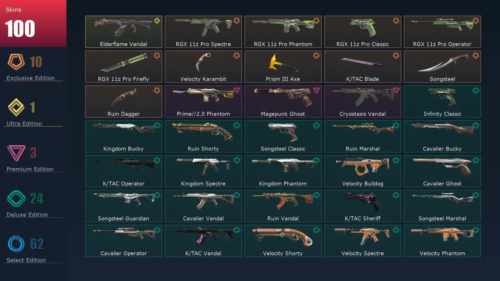 [Valorant] | EU | Level 200 | 25 Agents | 100 Skins — Valorant account