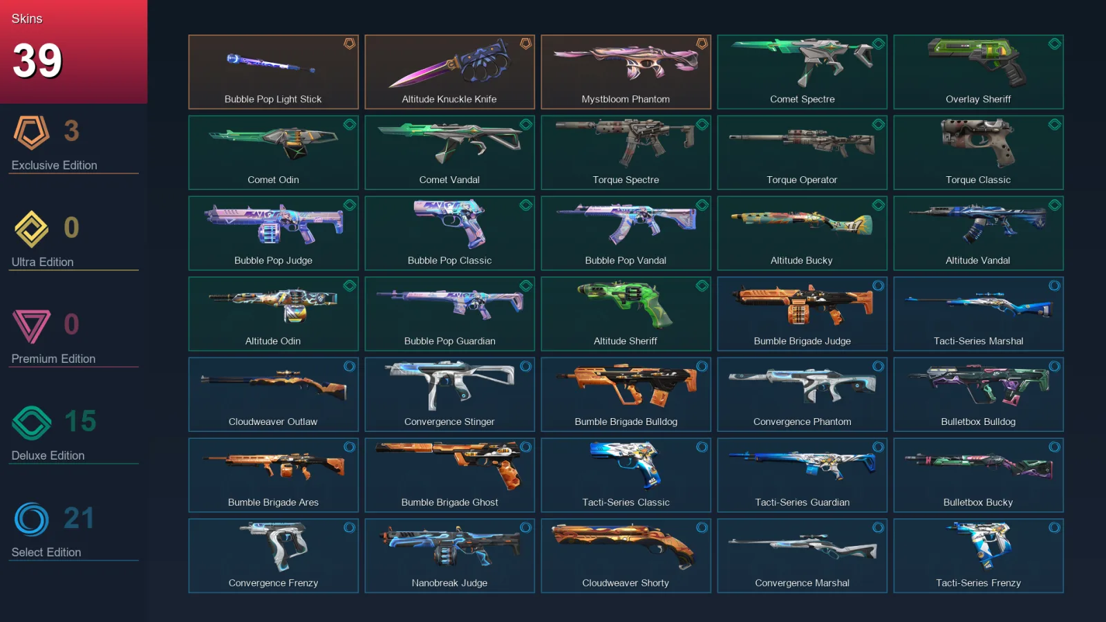 AP | Lv62 | Unranked | 39 Skin | 14 Agent | 46 Buddy