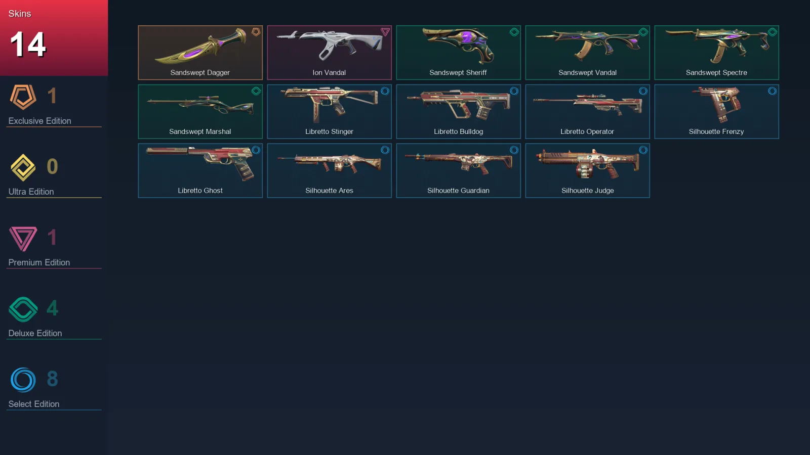 EU | Lv50 | Unranked | 14 Skin | 14 Agent | 18 Buddy