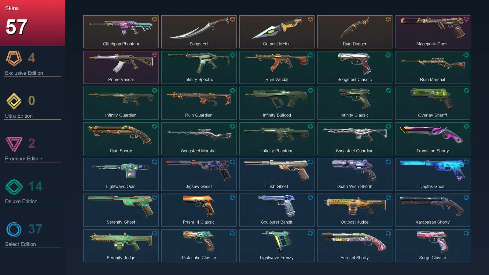 AP | Lv236 | Unranked | 57 Skin | 28 Agent | 116 Buddy