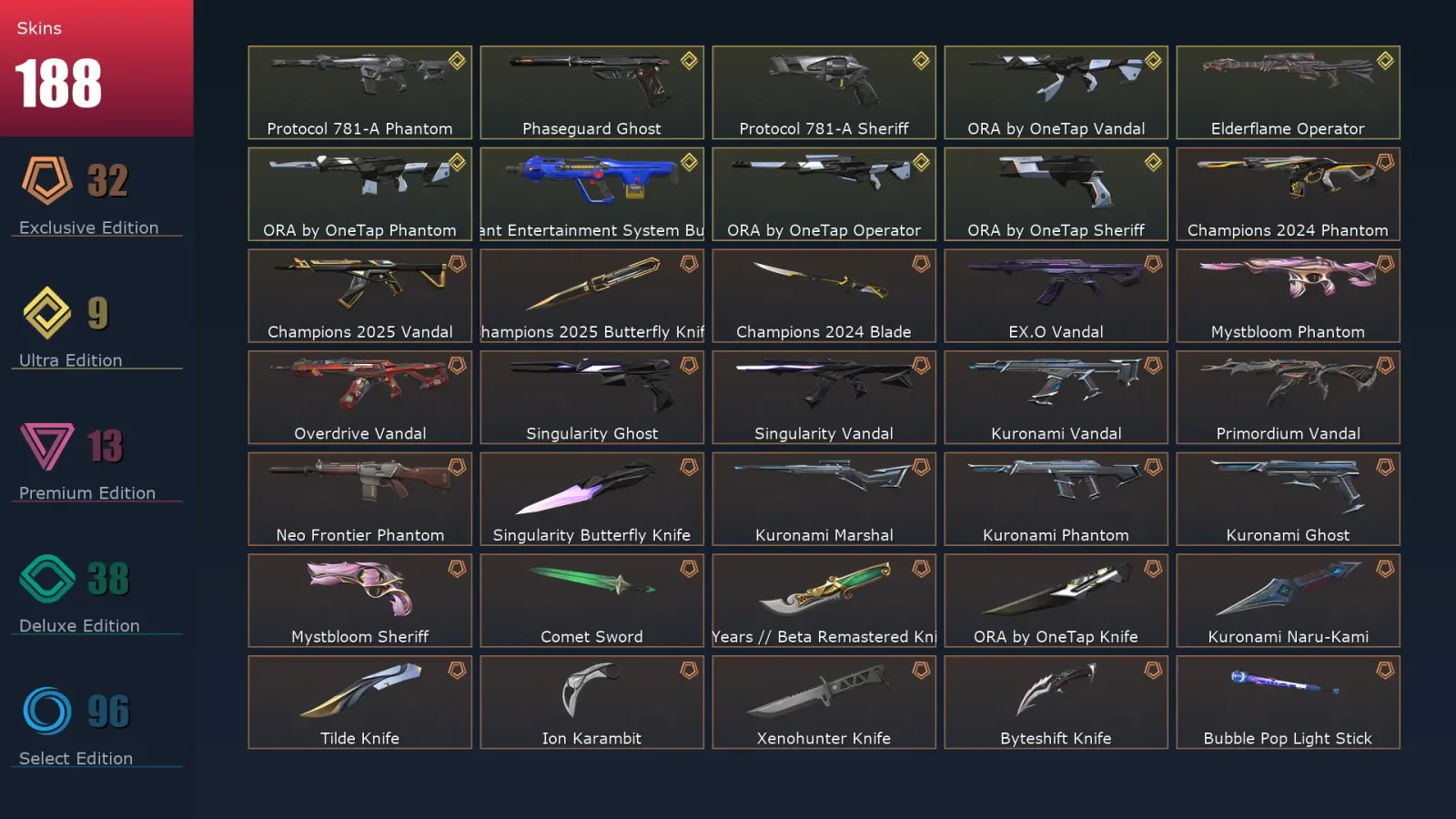 [Valorant] | EU | Level 365 | Diamond 1 | 29 Agents | 188 Skins — Valorant account