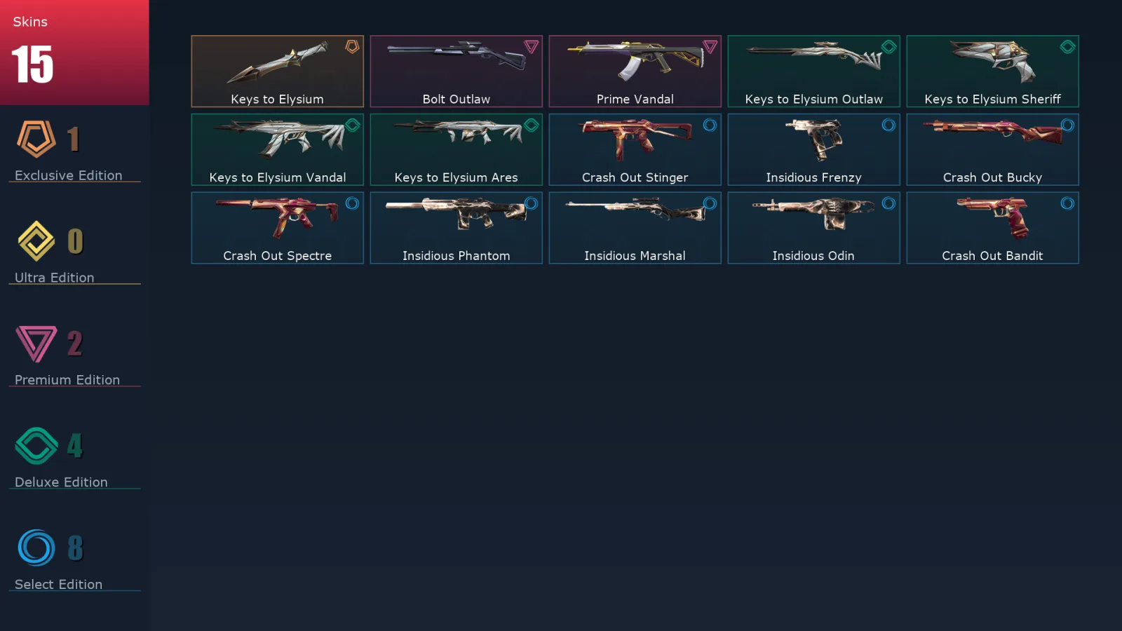 [Valorant] | EU | Level 27 | Diamond 1 | 11 Agents | 15 Skins